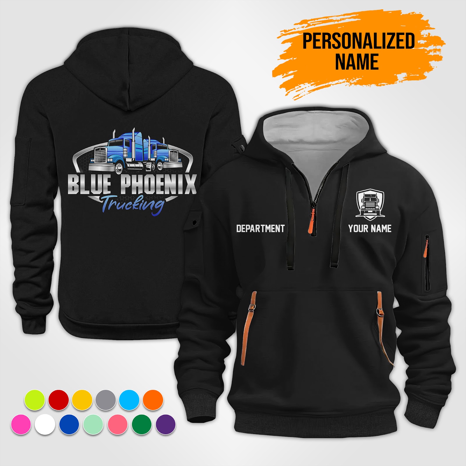 Custom Semi Truck Quarter Zip Hoodie - photo 5