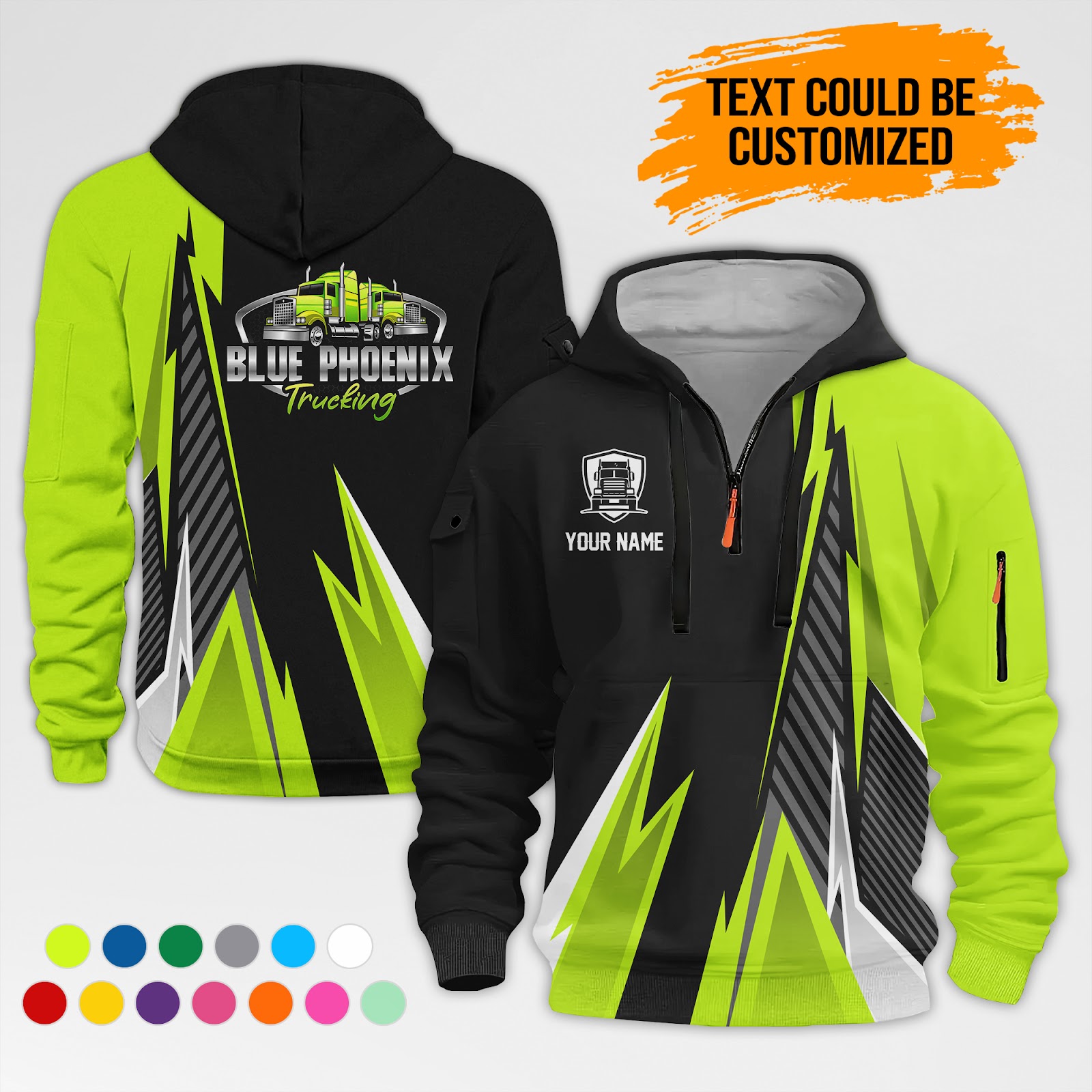 thumbnail image 2 of Personalised Custom Printed Full Zip Hoodie For Unisex Adults - Your Logo Or Text - Uneek Workwear 2 of 4