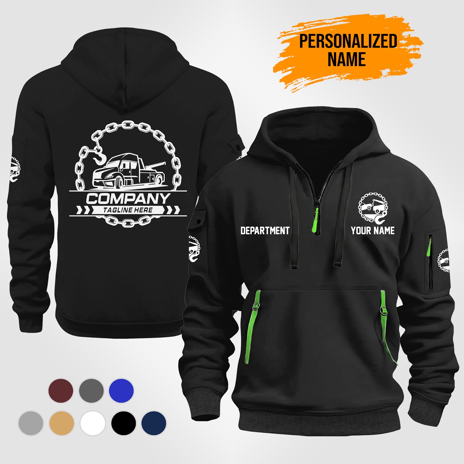 Custom Tow Truck 2D Quarter Zip Hoodie - photo 2