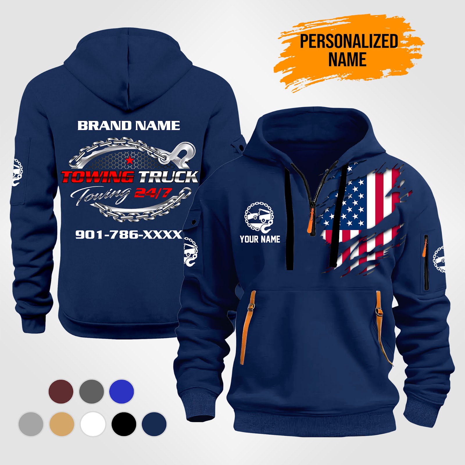 Custom Tow Truck 3D Quarter Zip Hoodie