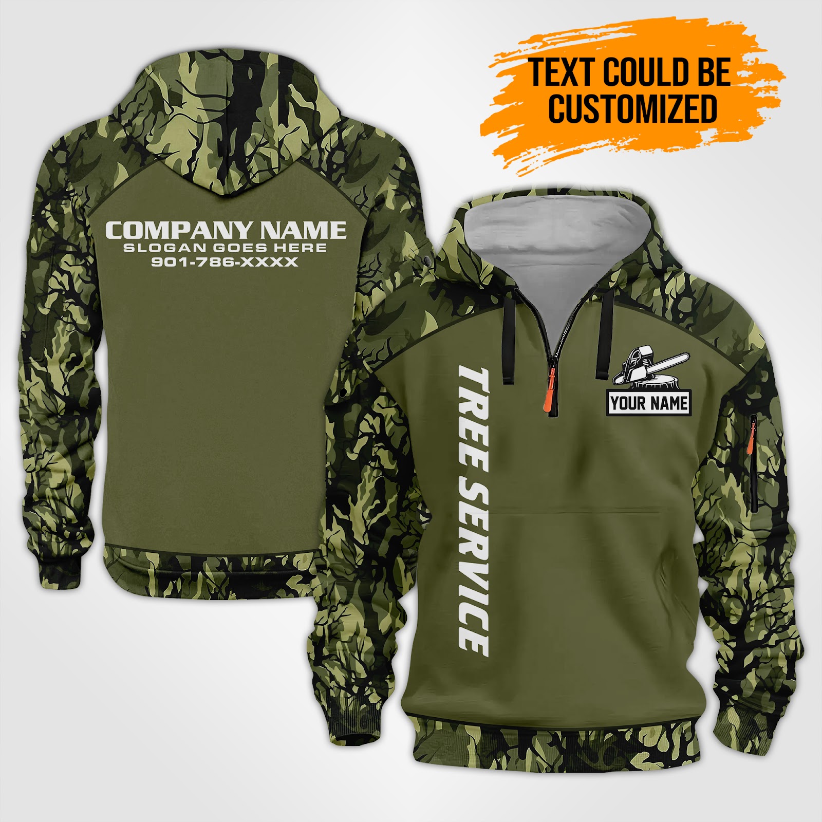Custom Tree Service 3D Quarter Zip Hoodie