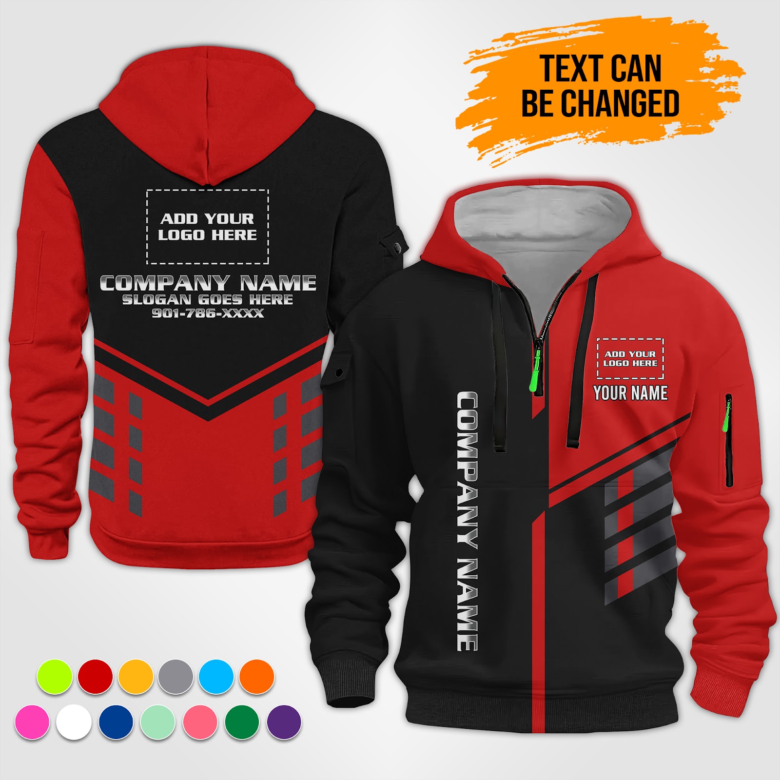 Personalized 3D Quarter Zip Hoodie Custom Colors - photo 15