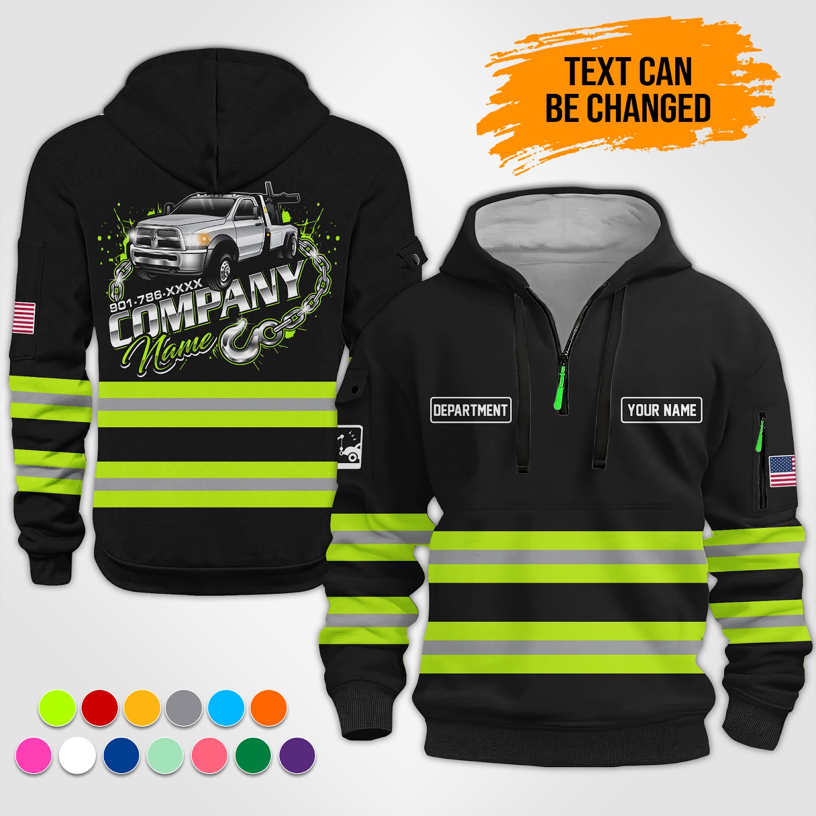 Custom Tow Truck 3D Quarter Zip Hoodie - photo 14
