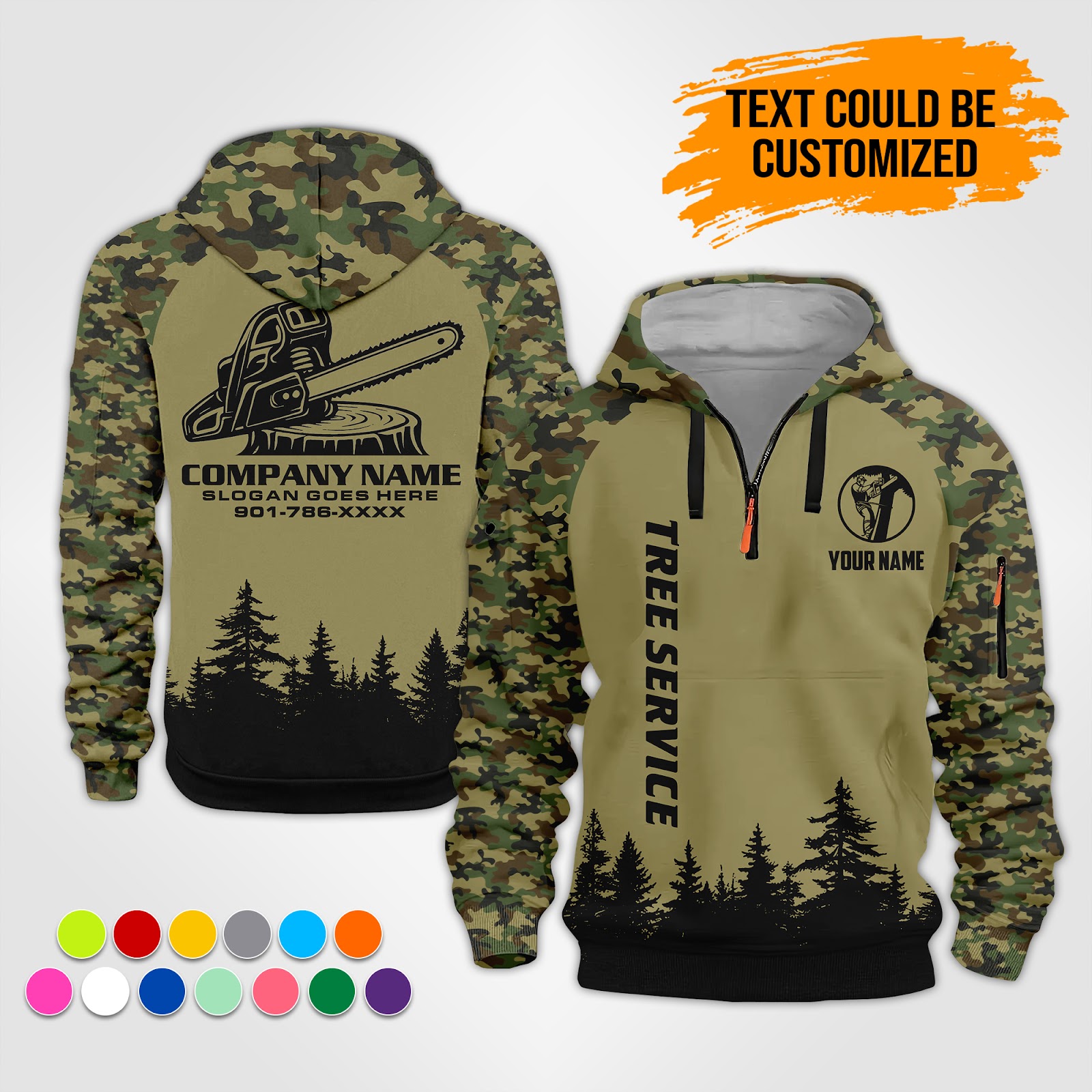Custom Tree Service 3D Quarter Zip Hoodie