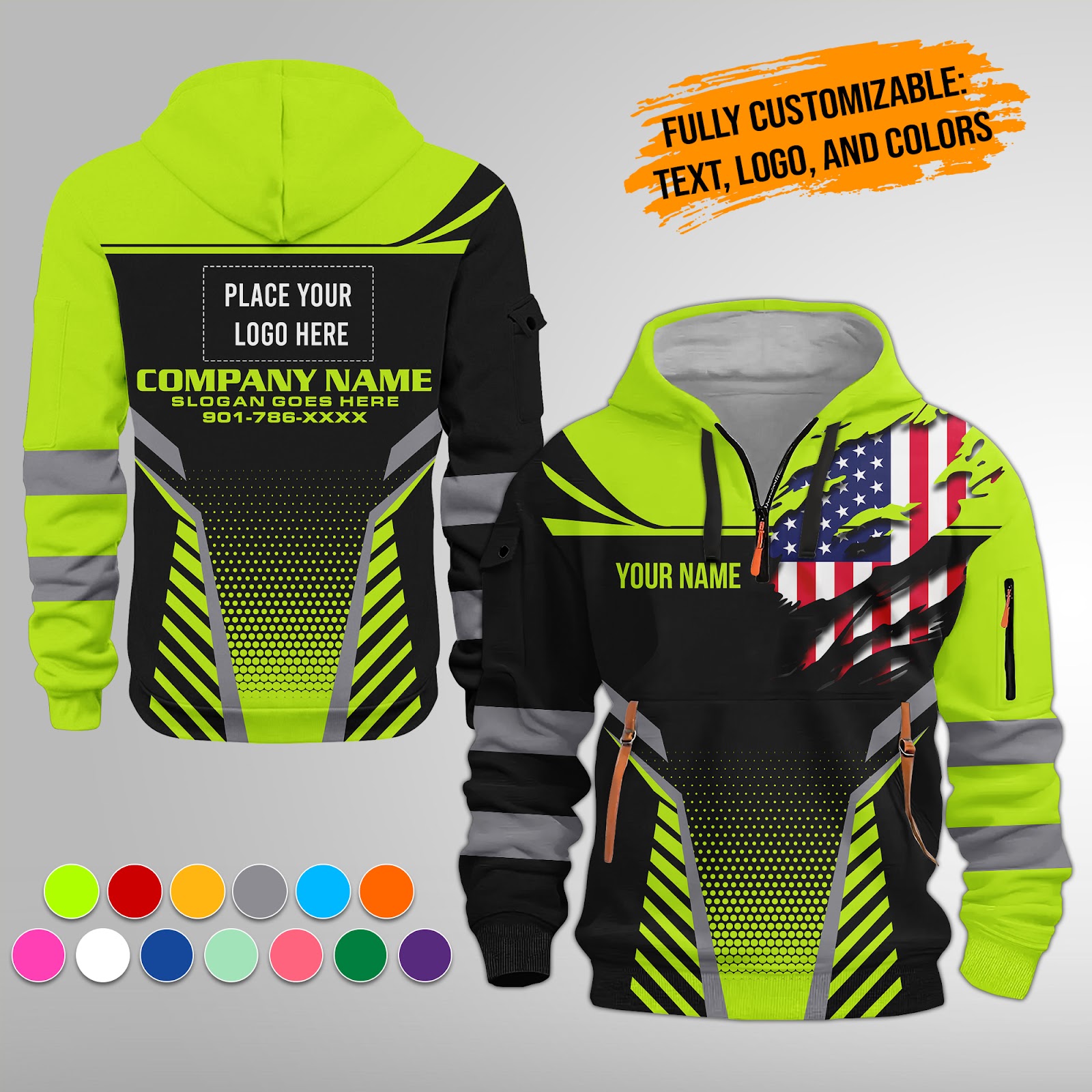 Custom Text and Logo Uniform Workwear 3D Quarter
