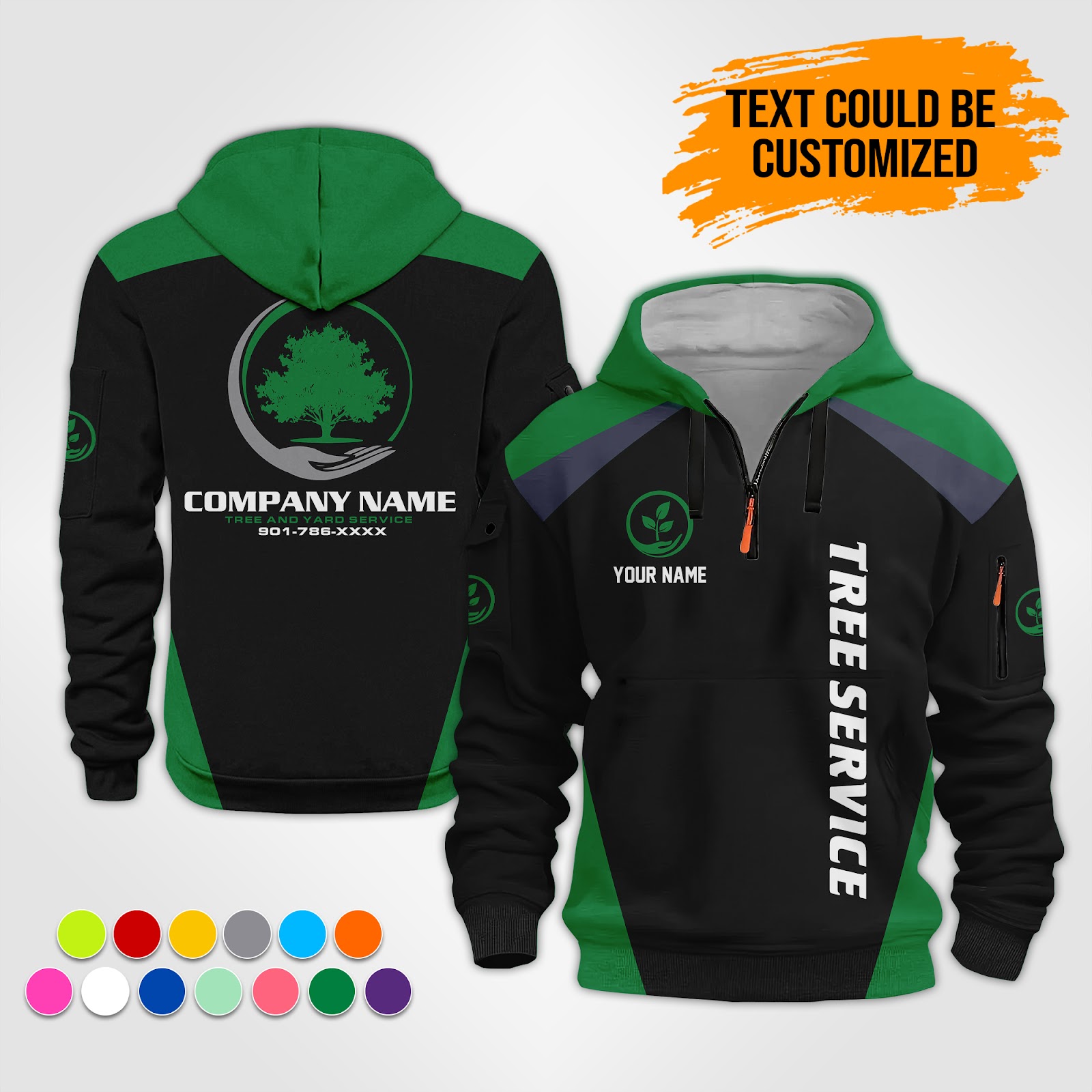 Tree Service Personalized Quarter Zip Hoodie - photo 12