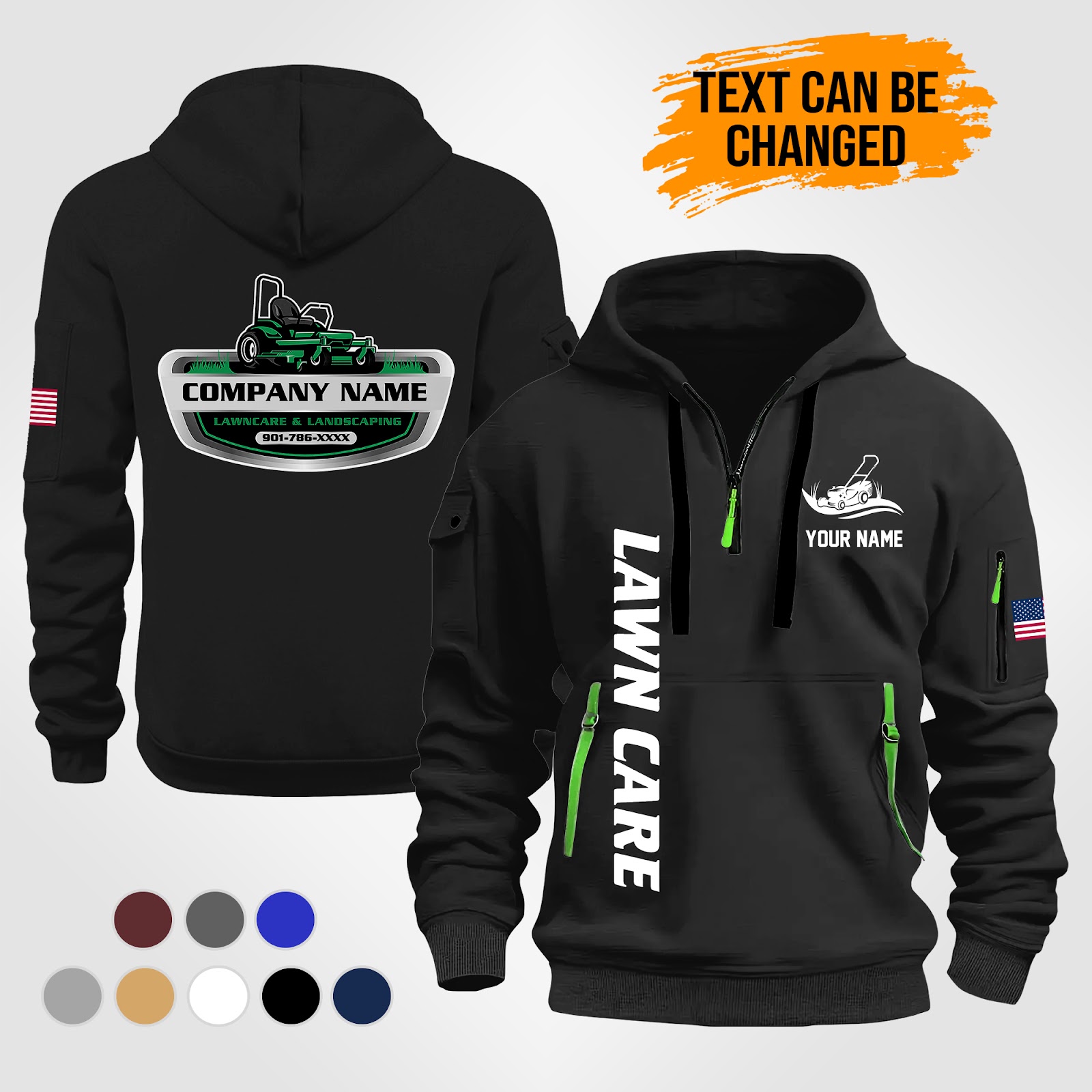 Personalized Lawn Care Quarter Zip Hoodie - photo 2