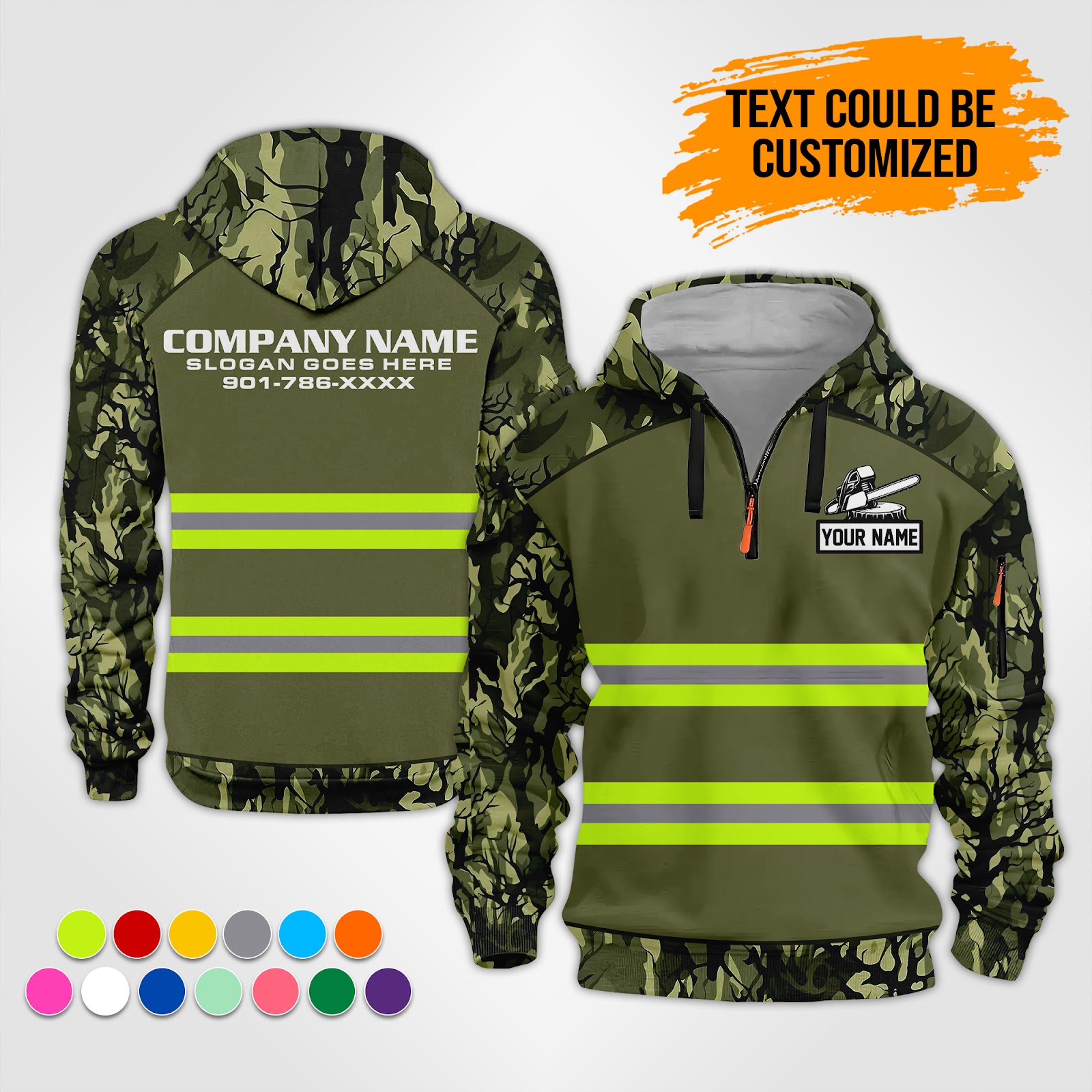 Custom Tree Service 3D Quarter Zip Hoodie