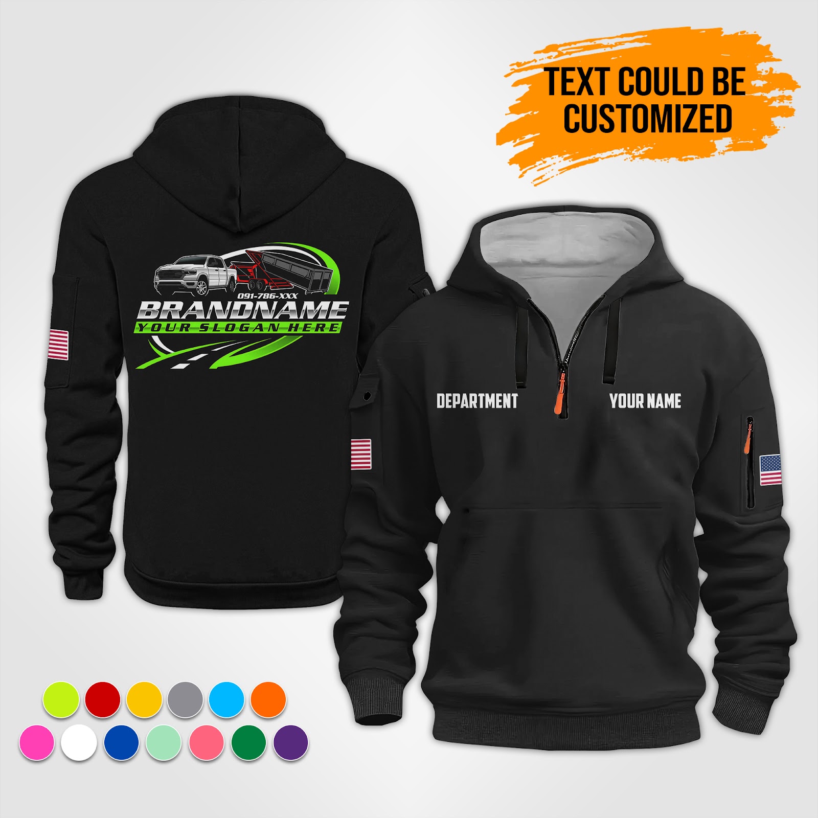 Custom Truck Trailer 3D Quarter Zip Hoodie