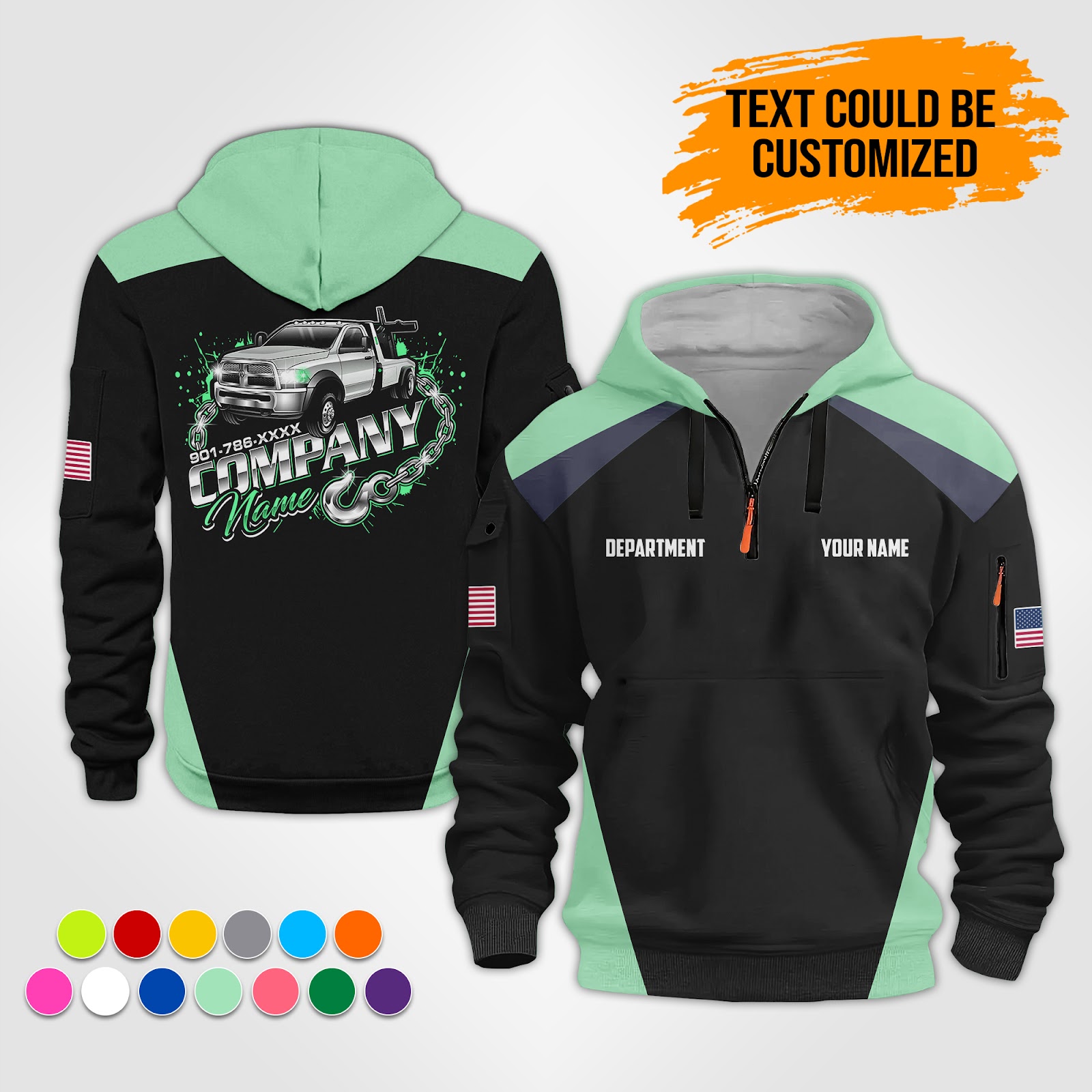 5876558-personalized-name-tow-truck-3d-quarter-zip-hoodie-op536-10.jpg Custom Tow Truck 3D Quarter Zip Hoodie - photo 10