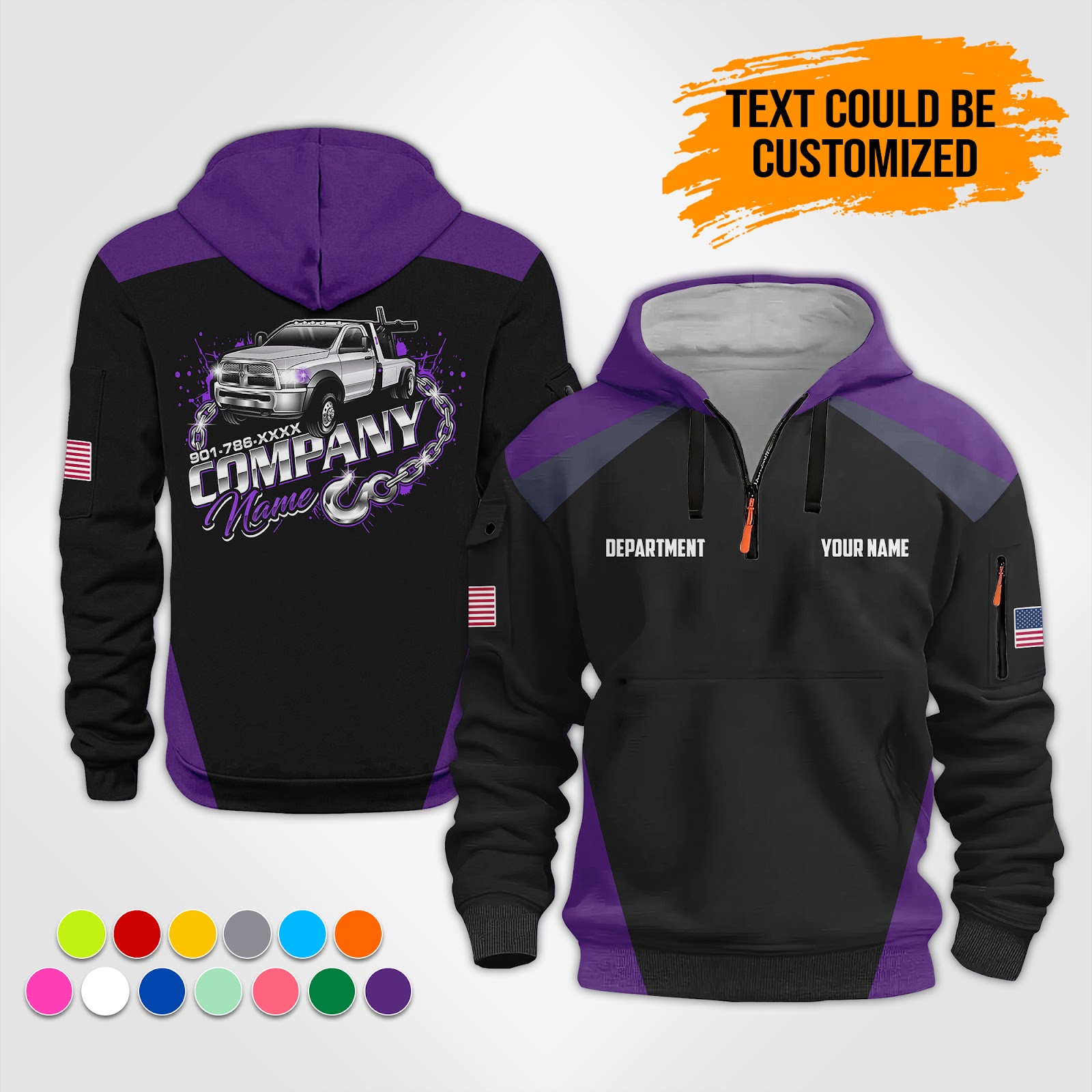 5876558-personalized-name-tow-truck-3d-quarter-zip-hoodie-op536-13.jpg Custom Tow Truck 3D Quarter Zip Hoodie - photo 13