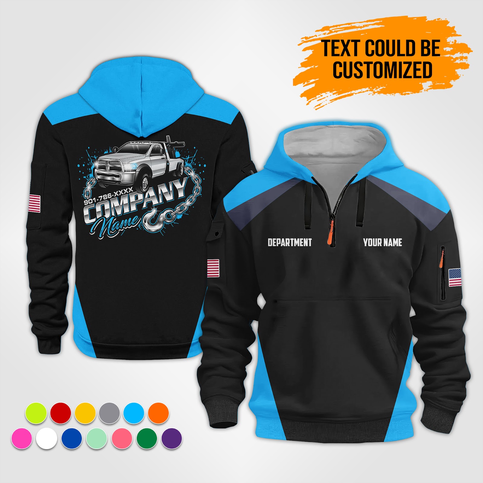5876558-personalized-name-tow-truck-3d-quarter-zip-hoodie-op536-5.jpg Custom Tow Truck 3D Quarter Zip Hoodie - photo 5