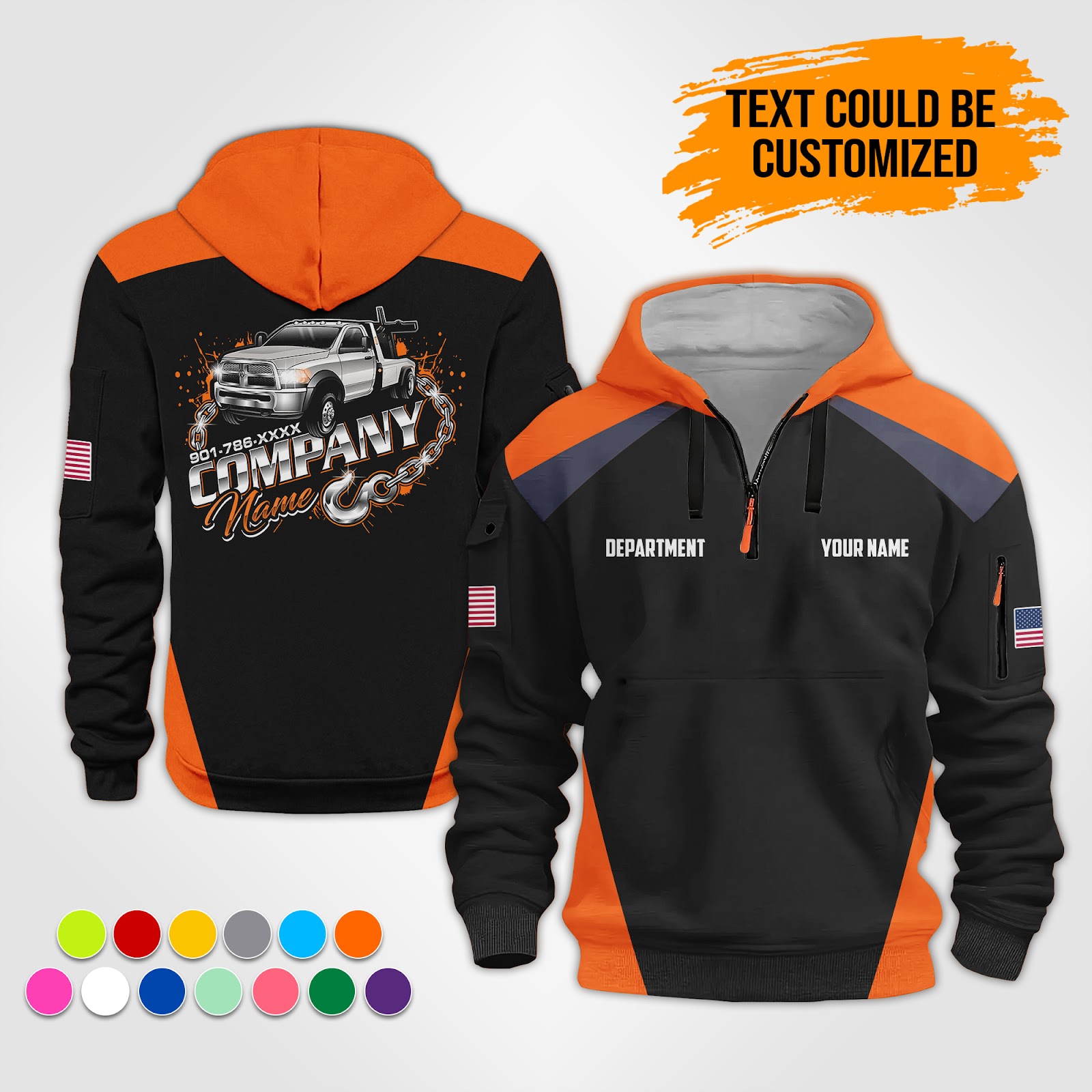 5876558-personalized-name-tow-truck-3d-quarter-zip-hoodie-op536-6.jpg Custom Tow Truck 3D Quarter Zip Hoodie - photo 6