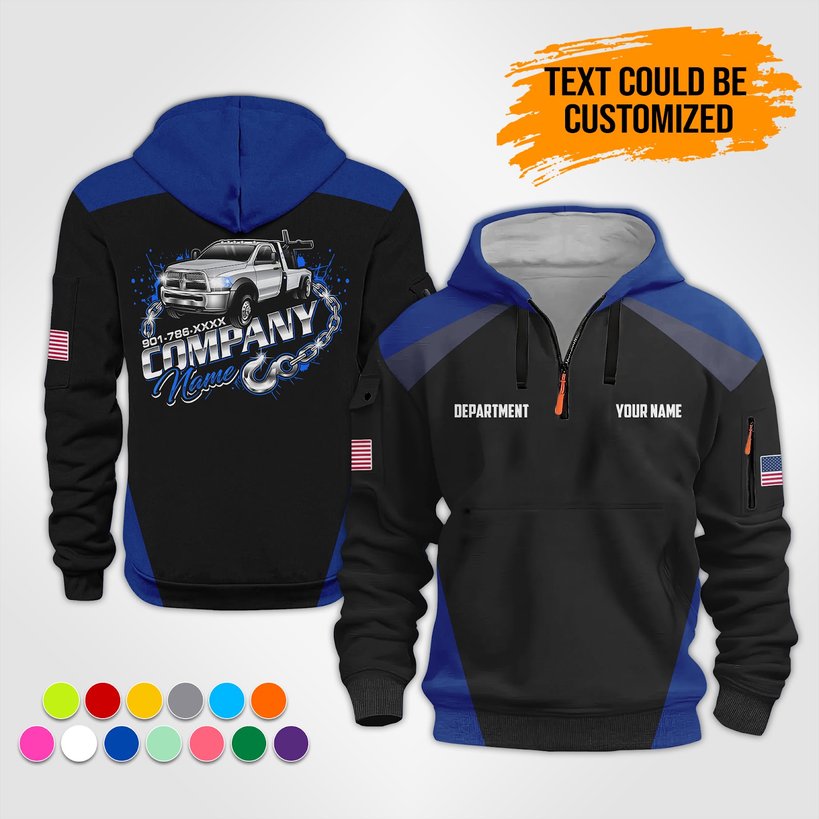 5876558-personalized-name-tow-truck-3d-quarter-zip-hoodie-op536-9.jpg Custom Tow Truck 3D Quarter Zip Hoodie - photo 9