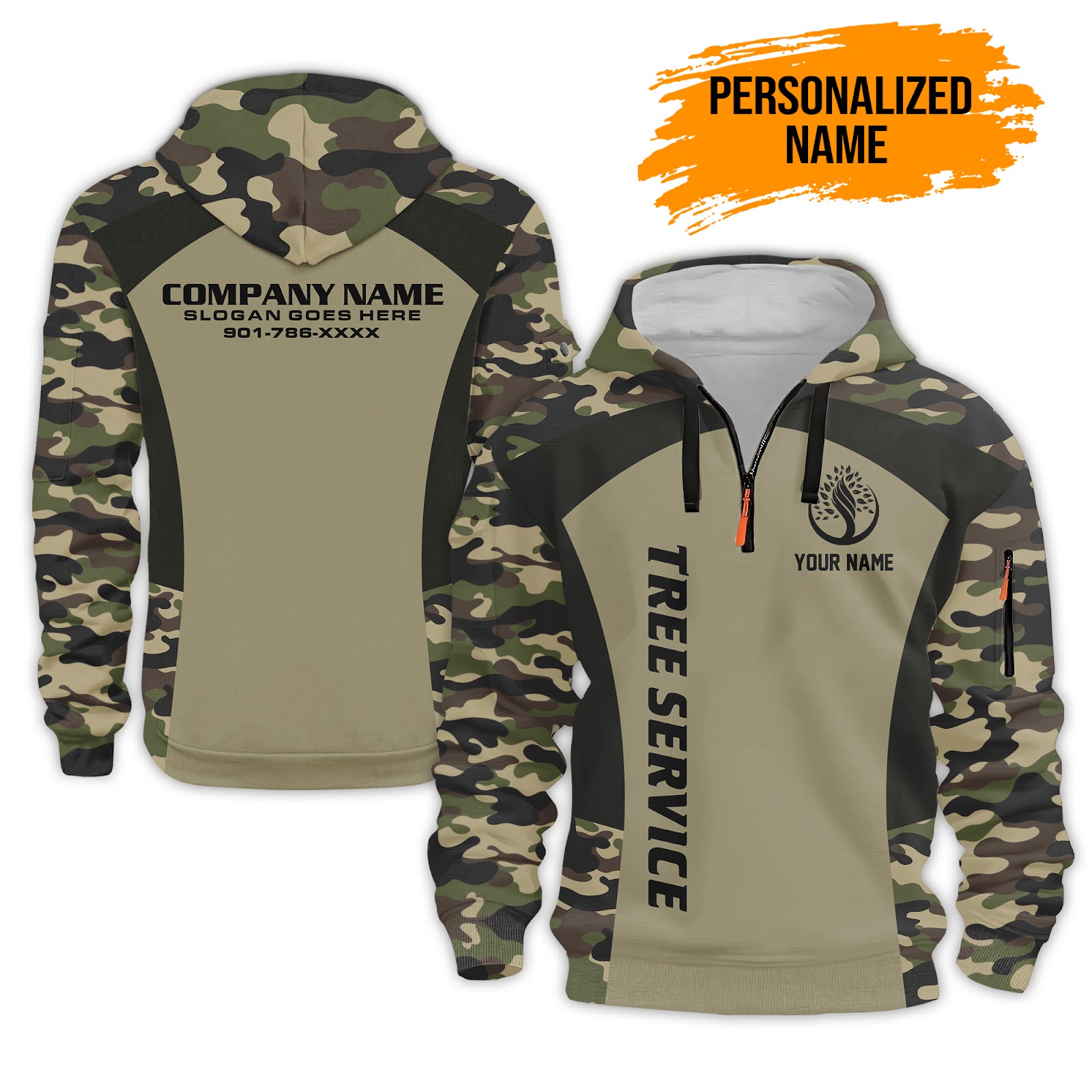 Custom Tree Service 3D Quarter Zip Hoodie