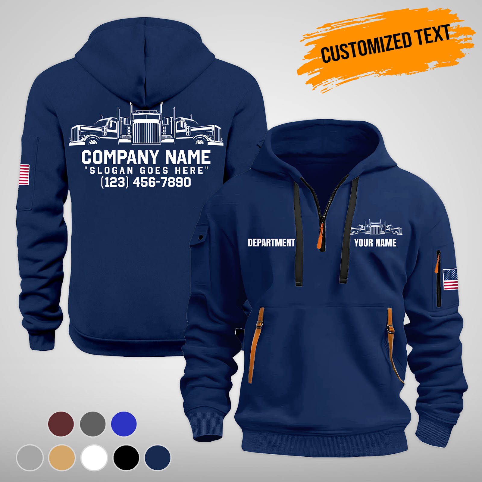Custom Semi Truck Uniform 2D Quarter Zip Hoodie