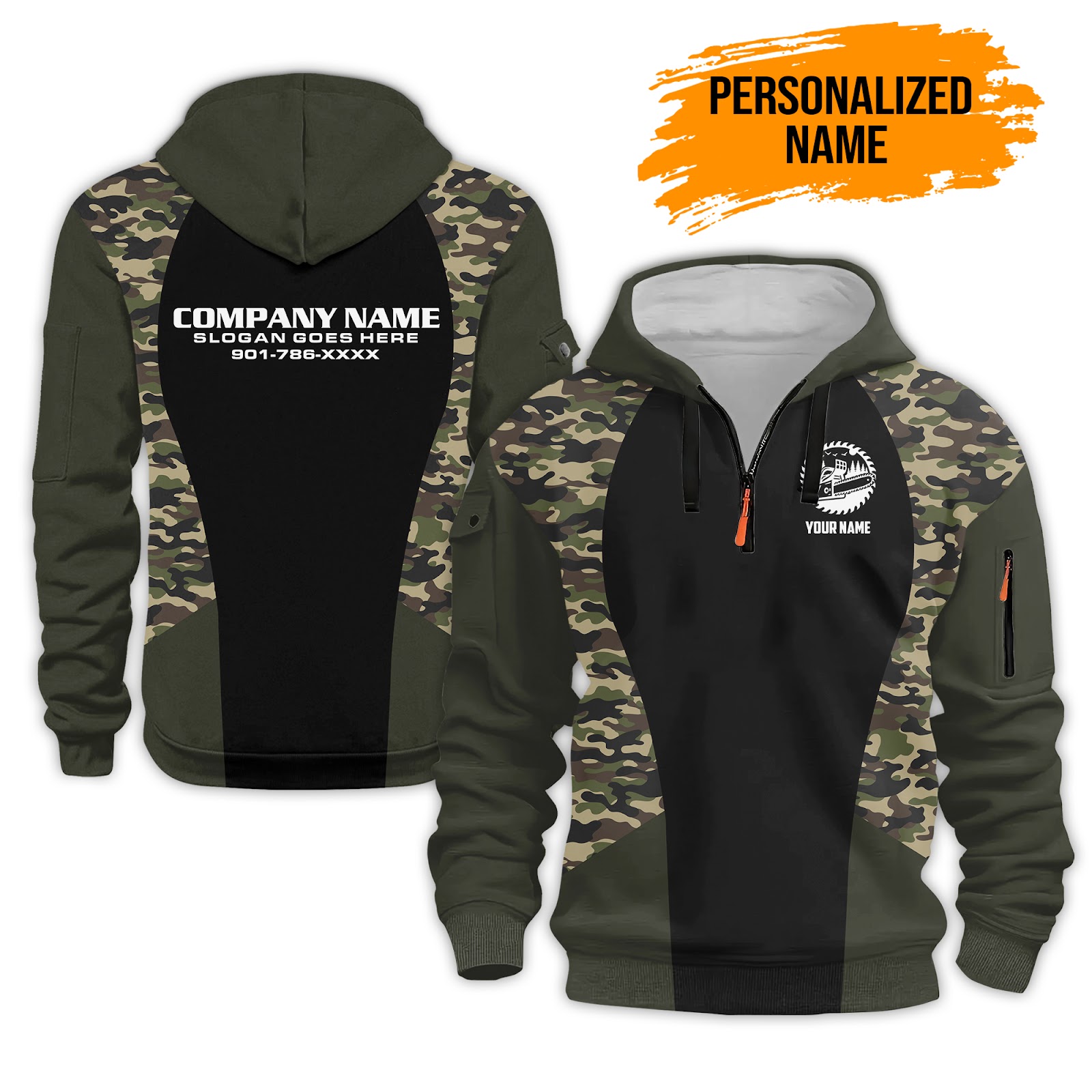 Custom Tree Service Quarter Zip Hoodie