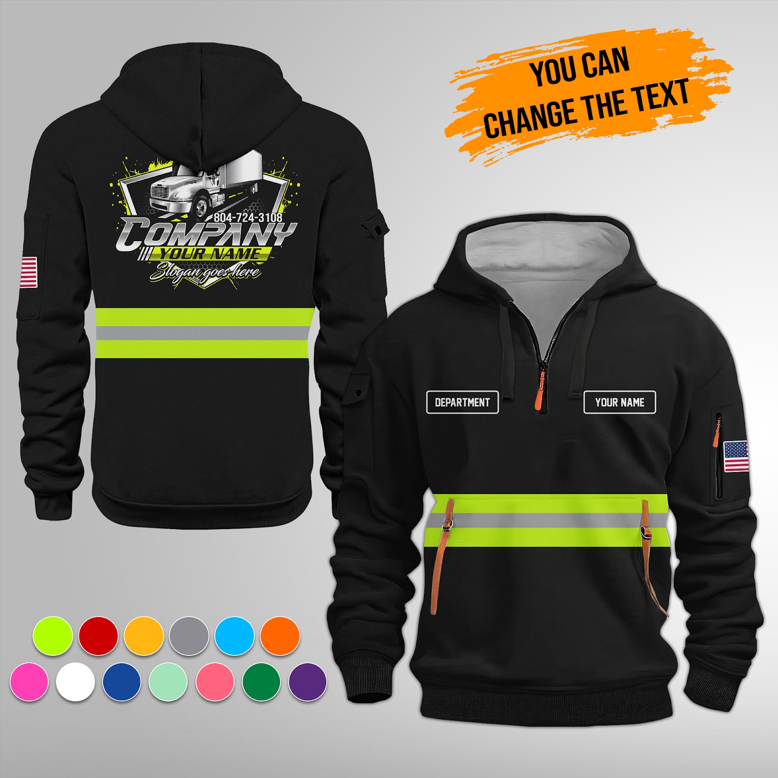 Custom Box Truck 3D Quarter Zip Hoodie