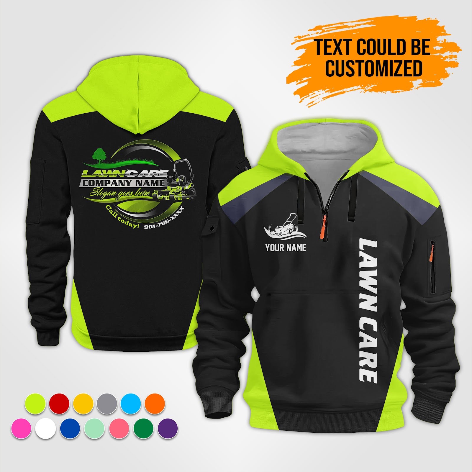 Custom Lawn Care 3D Quarter Zip Hoodie