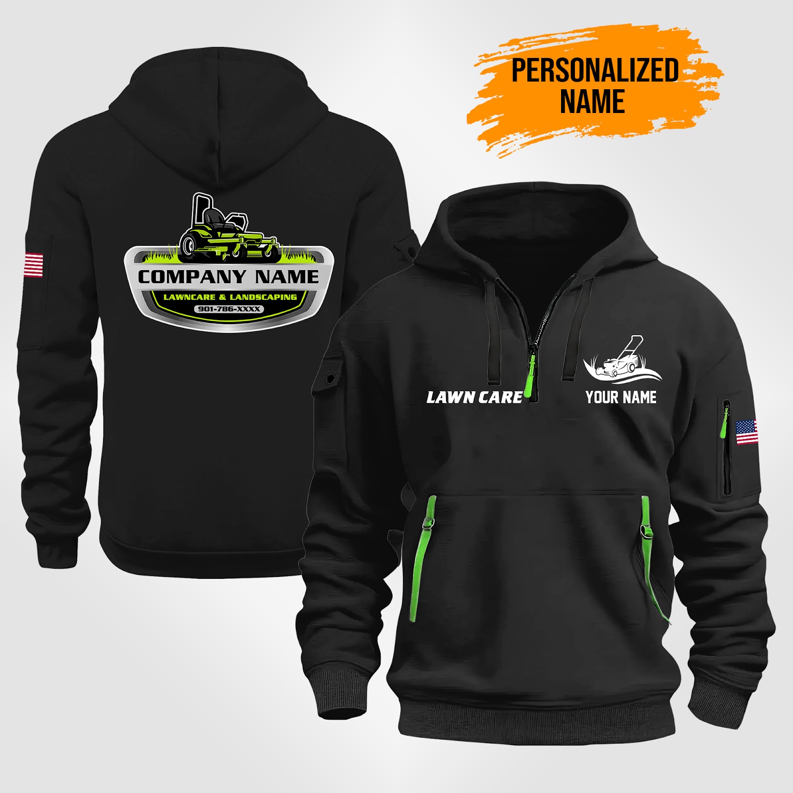 Custom Lawn Care 2D Quarter Zip Hoodie - photo 2