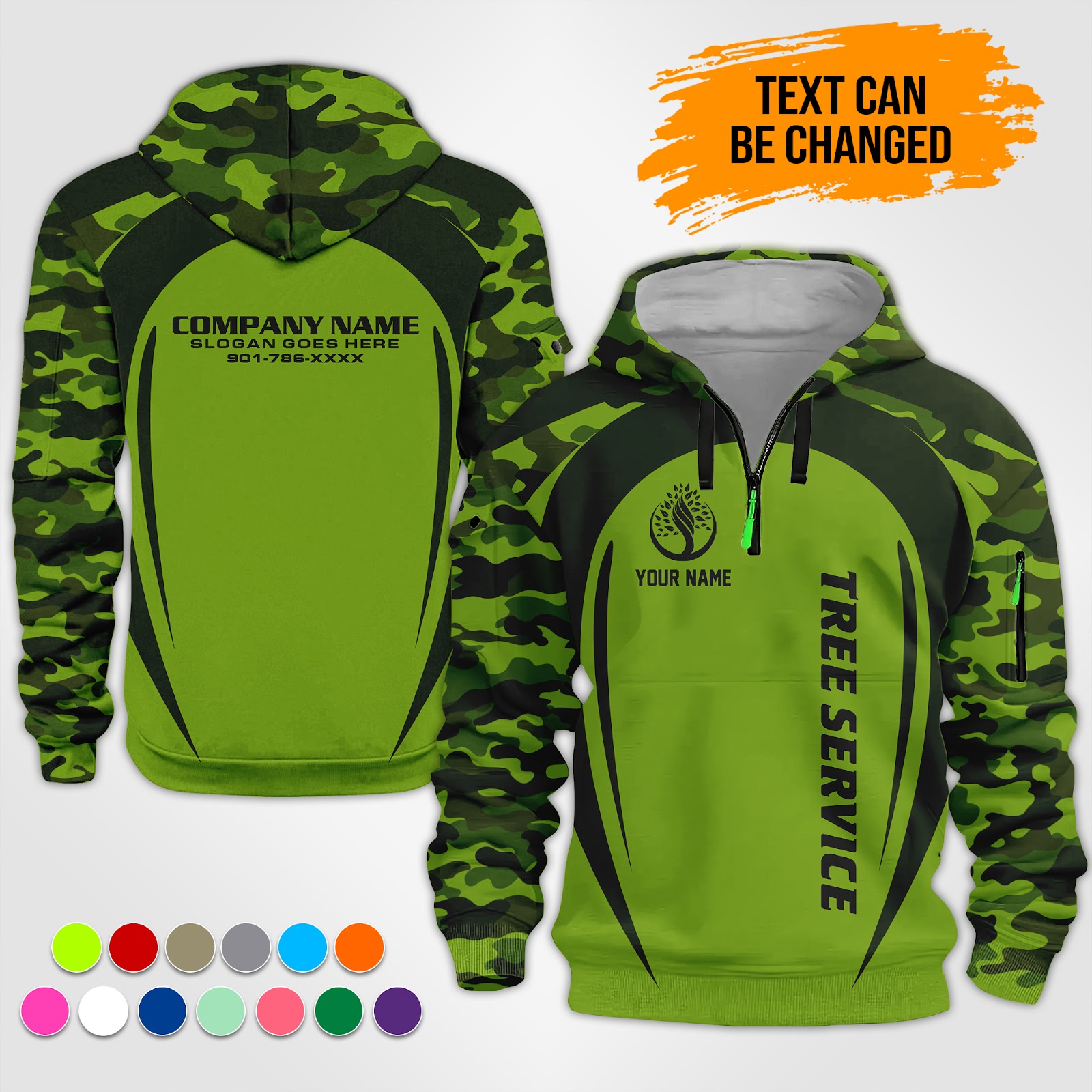 Custom Tree Service 3D Printed Quarter Zip Hoodie