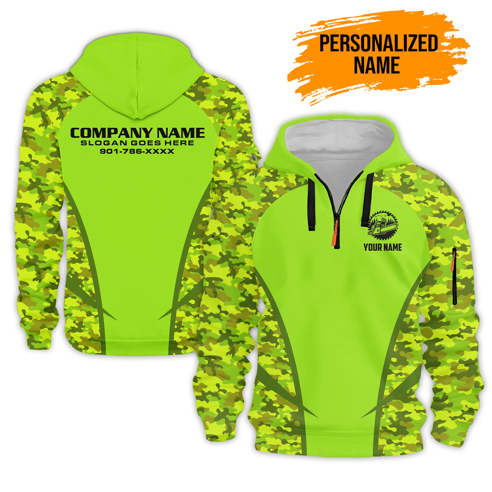 Custom Tree Service 3D Quarter Zip Hoodie