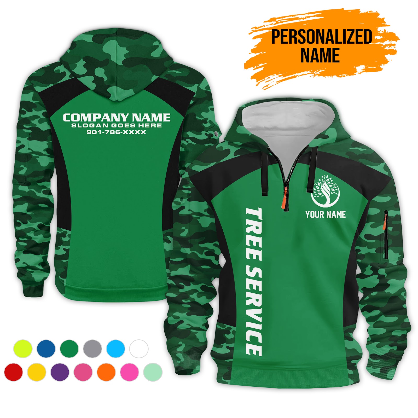 Custom Tree Service 3D Quarter Zip Hoodie - photo 12