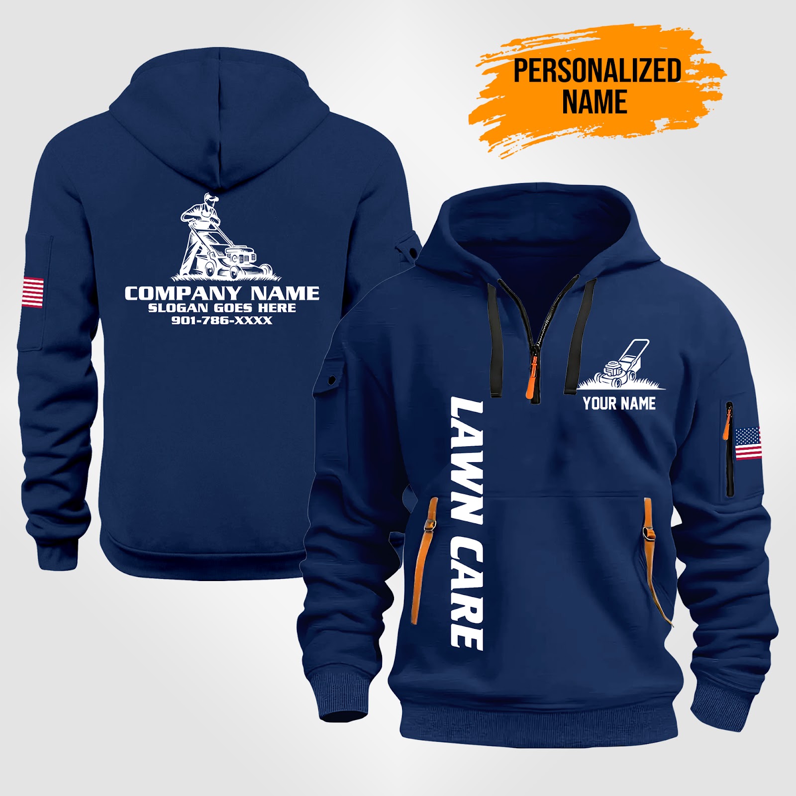 Custom Lawn Care Quarter Zip Hoodie