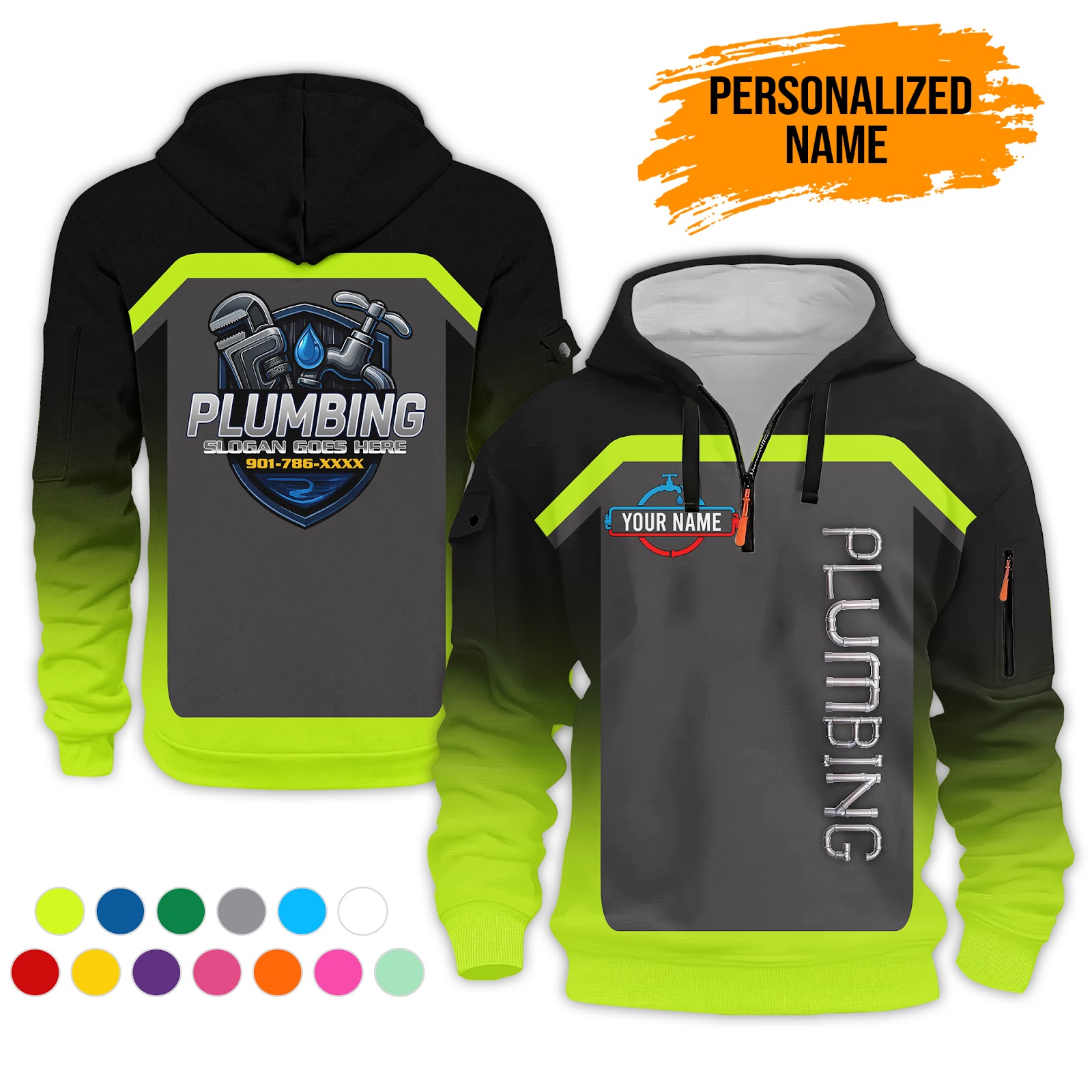 Custom Plumbing 3D Quarter Zip Hoodie