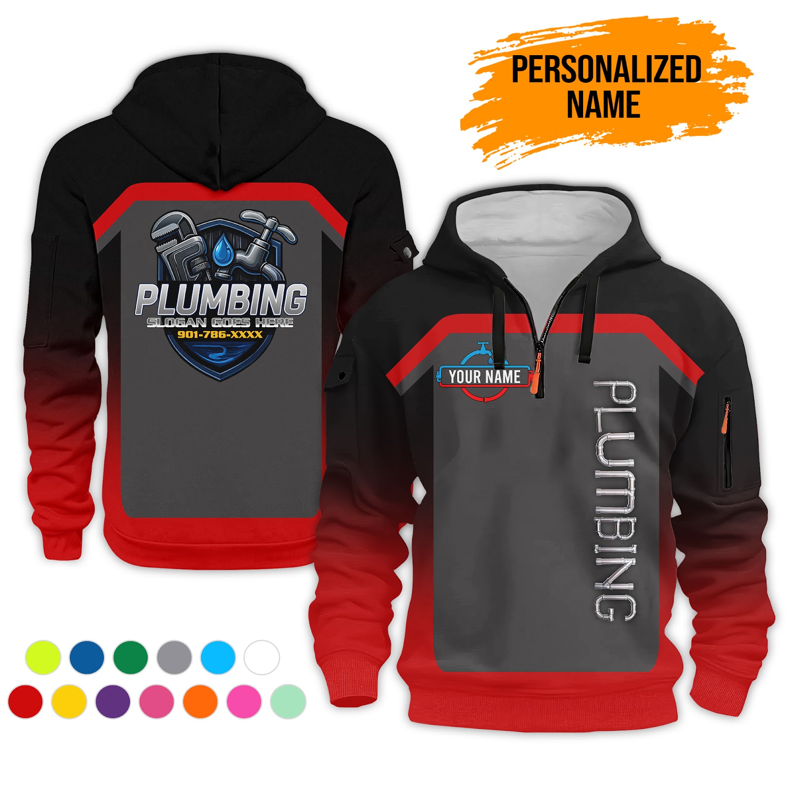 5882711-personalized-name-plumbing-3d-quarter-zip-hoodie-ct690-2.jpg Custom Plumbing 3D Quarter Zip Hoodie - photo 2