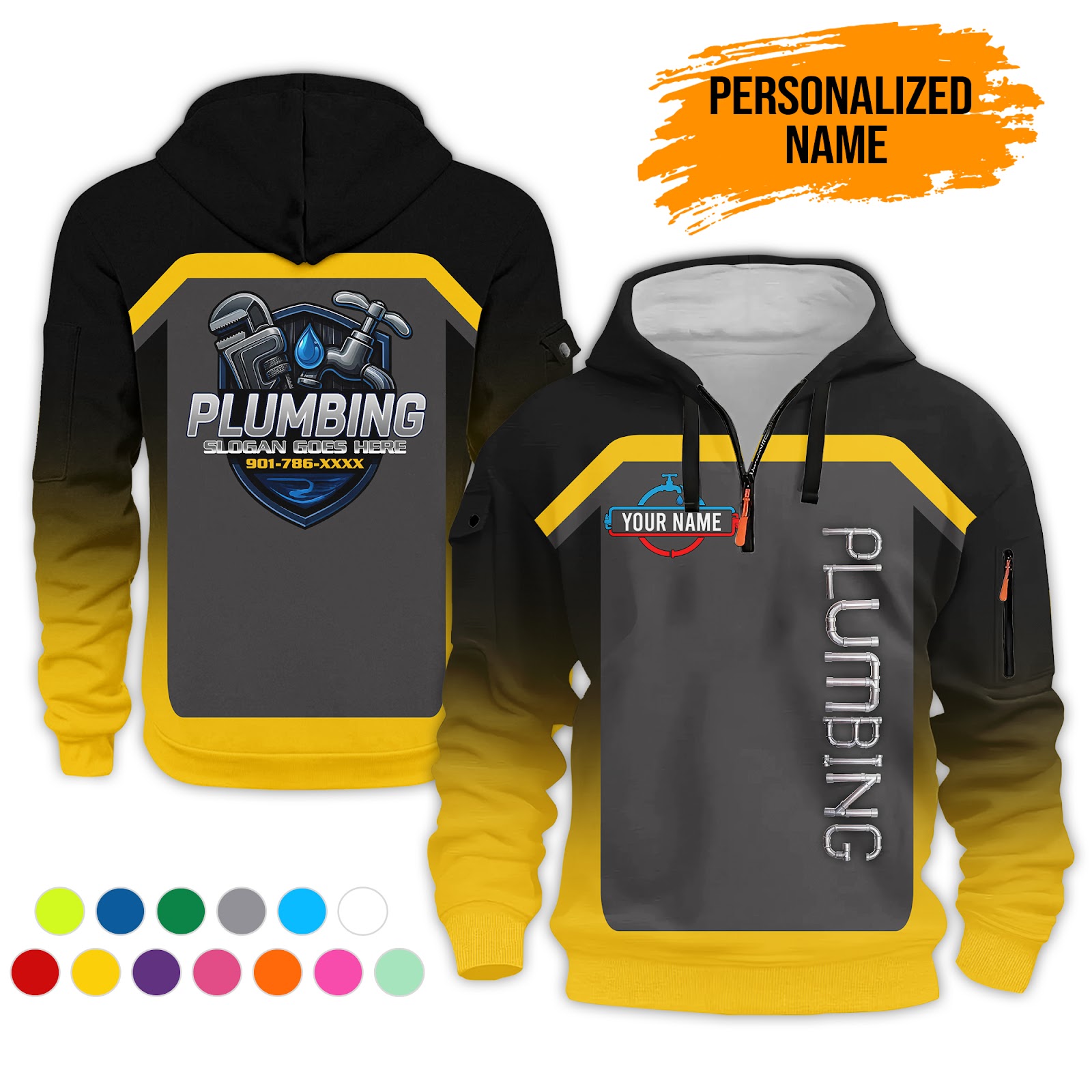 5882711-personalized-name-plumbing-3d-quarter-zip-hoodie-ct690-3.jpg Custom Plumbing 3D Quarter Zip Hoodie - photo 3