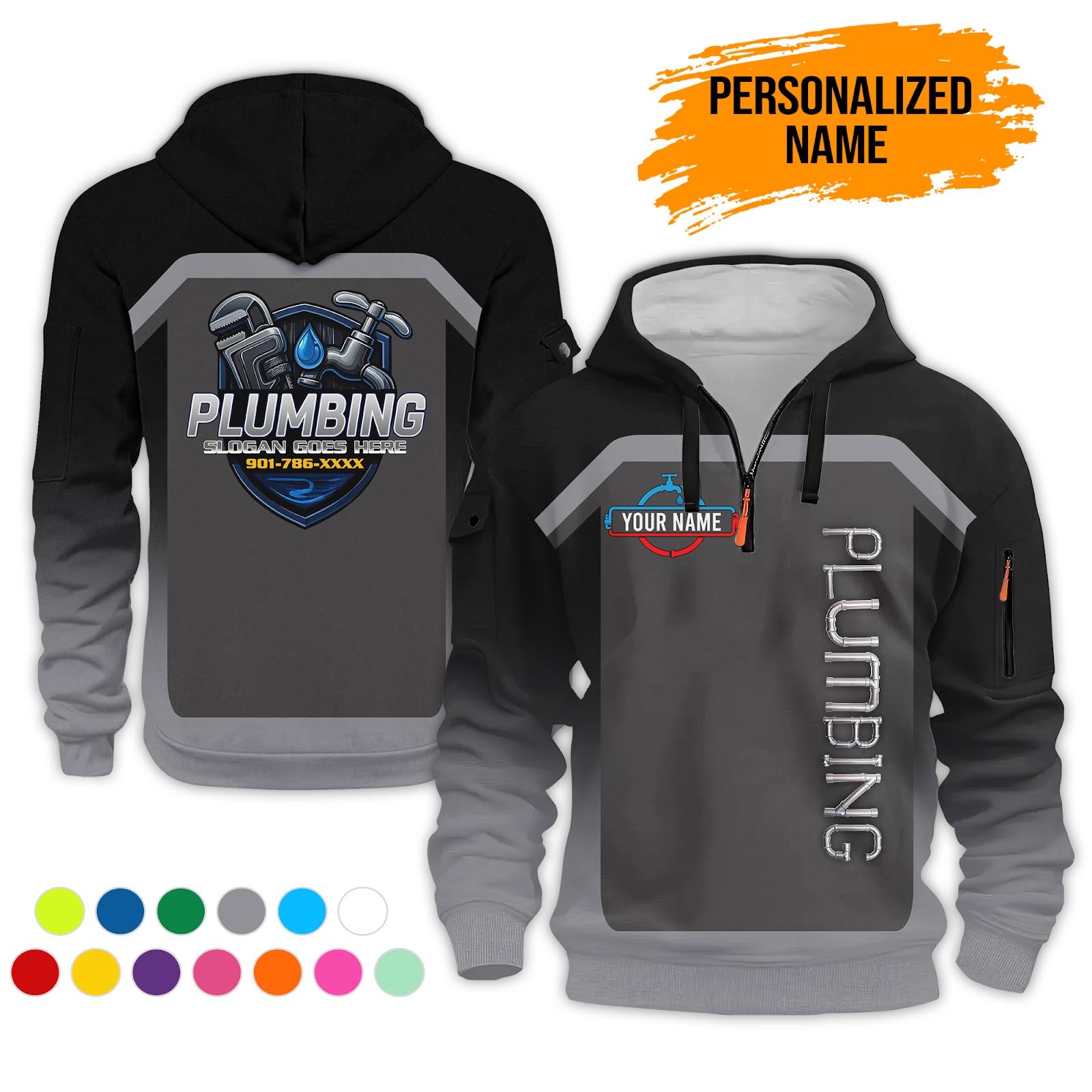 5882711-personalized-name-plumbing-3d-quarter-zip-hoodie-ct690-4.jpg Custom Plumbing 3D Quarter Zip Hoodie - photo 4