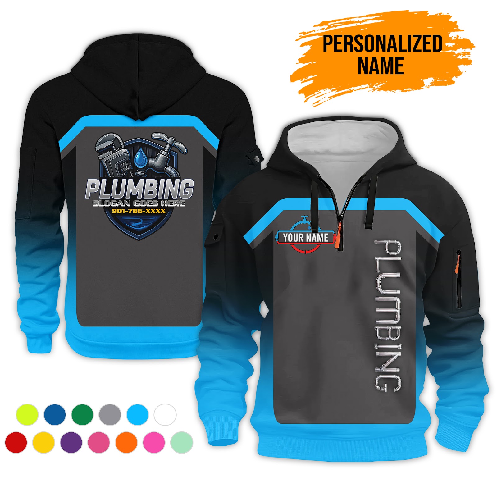 5882711-personalized-name-plumbing-3d-quarter-zip-hoodie-ct690-5.jpg Custom Plumbing 3D Quarter Zip Hoodie - photo 5
