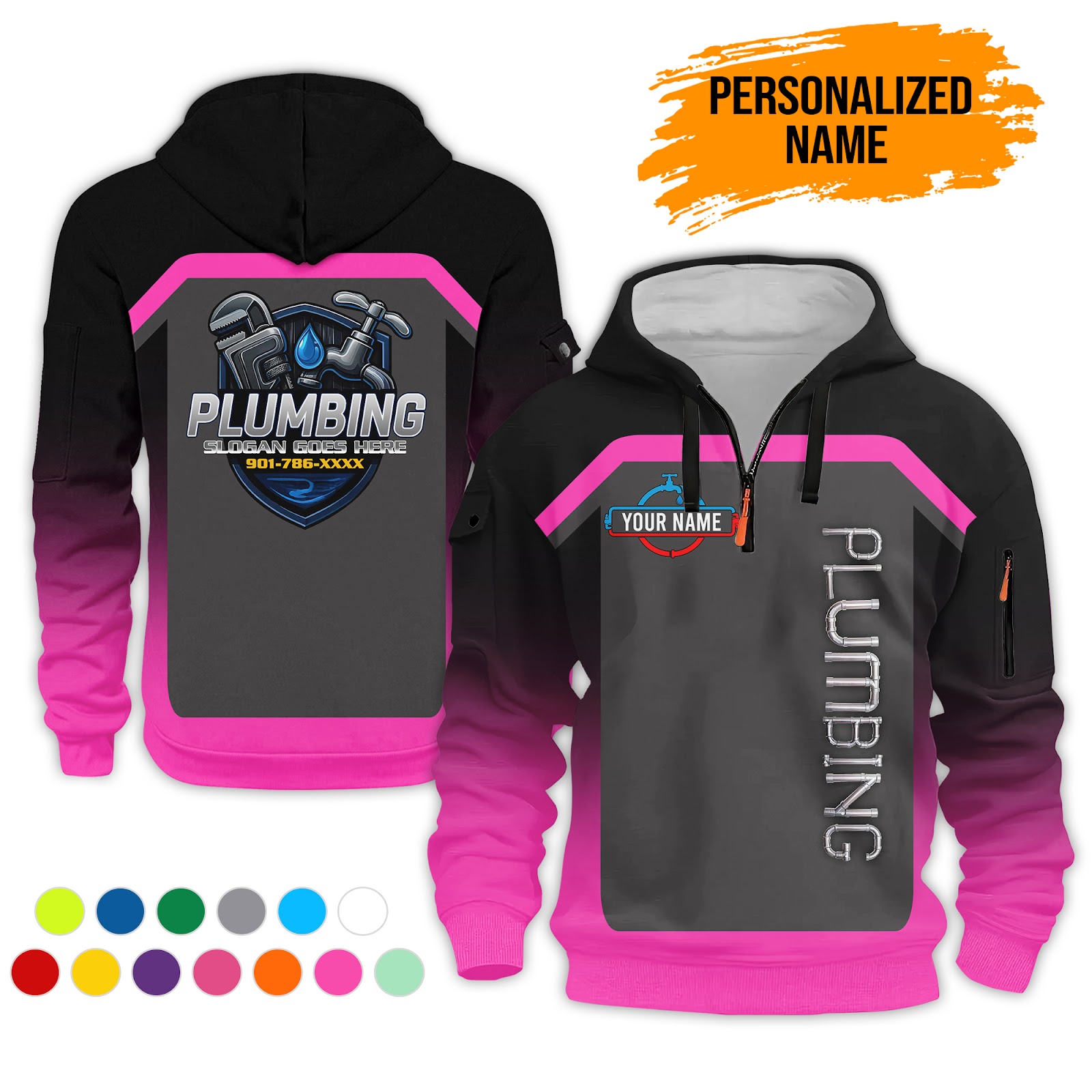 5882711-personalized-name-plumbing-3d-quarter-zip-hoodie-ct690-7.jpg Custom Plumbing 3D Quarter Zip Hoodie - photo 7
