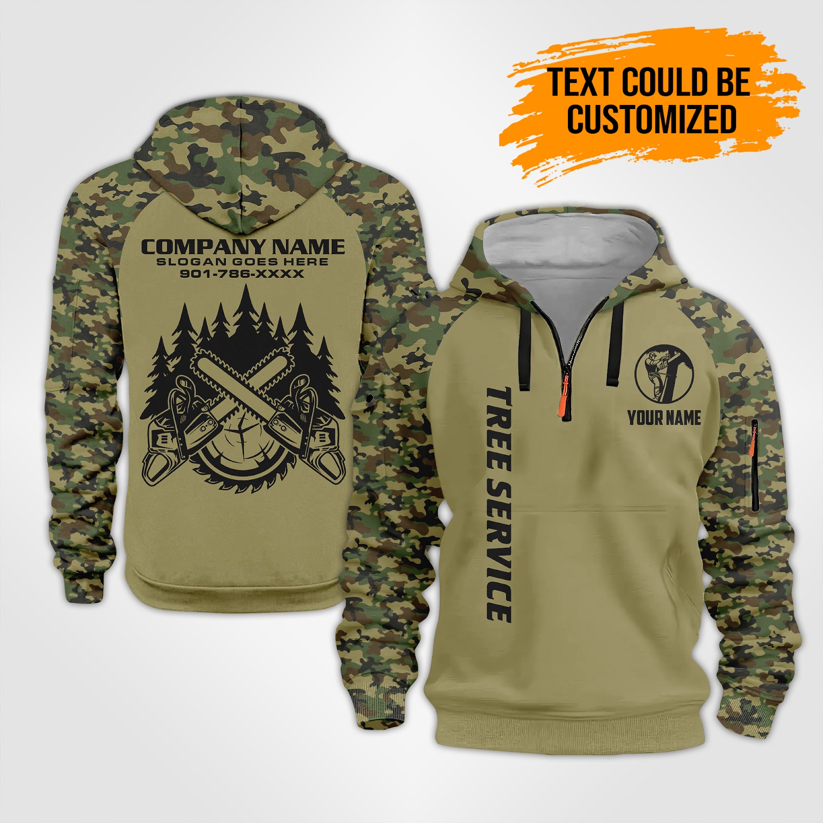 Custom Tree Service 3D Quarter Zip Hoodie