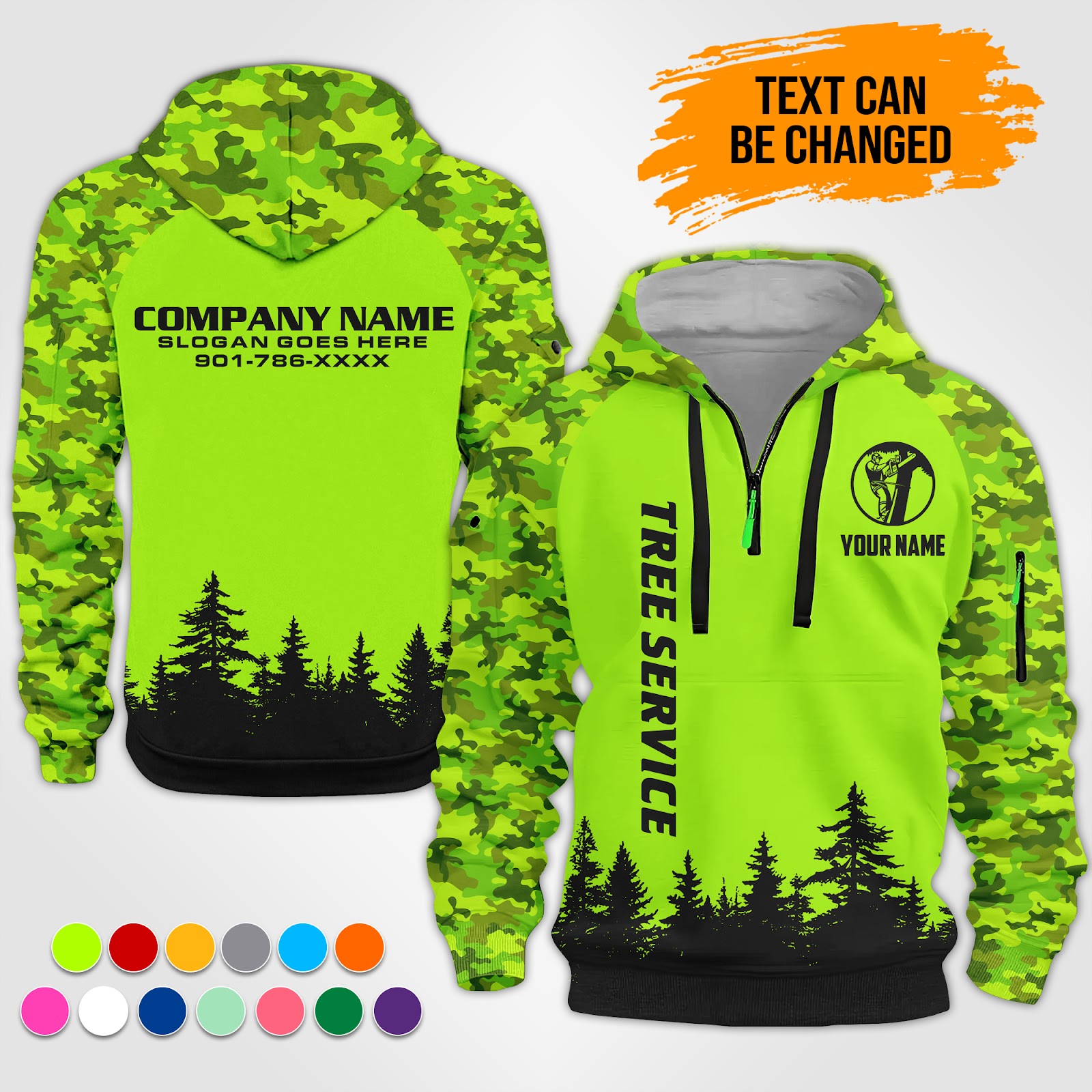Custom Tree Service 3D Quarter Zip Hoodie