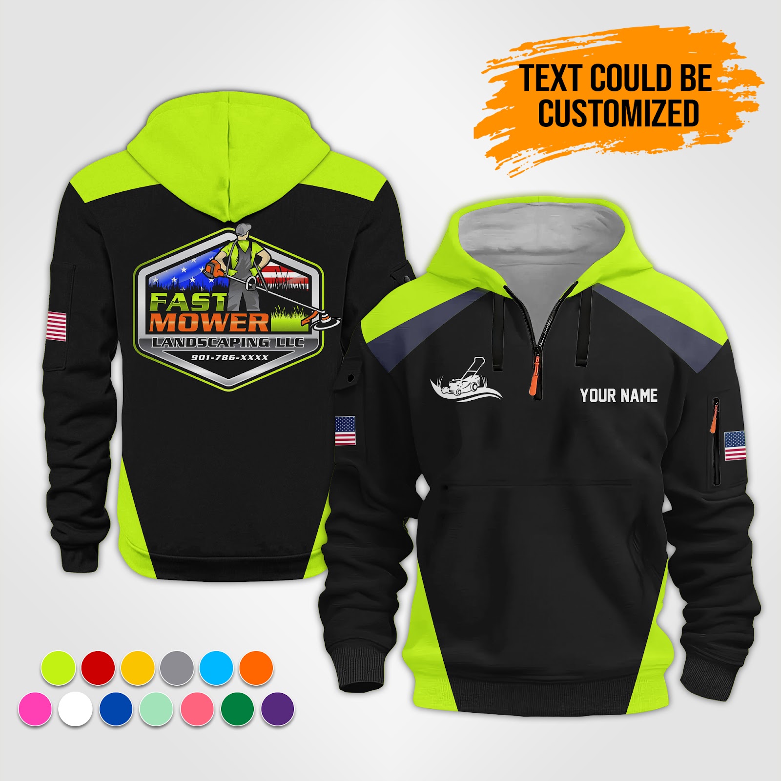 Custom Lawn Care 3D Quarter Zip Hoodie