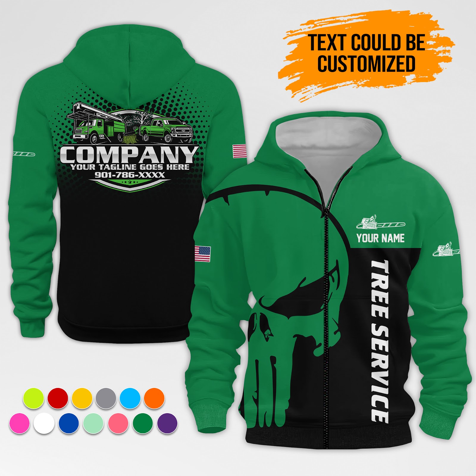 Custom Tree Service 3D Quarter Zip Hoodie - photo 12