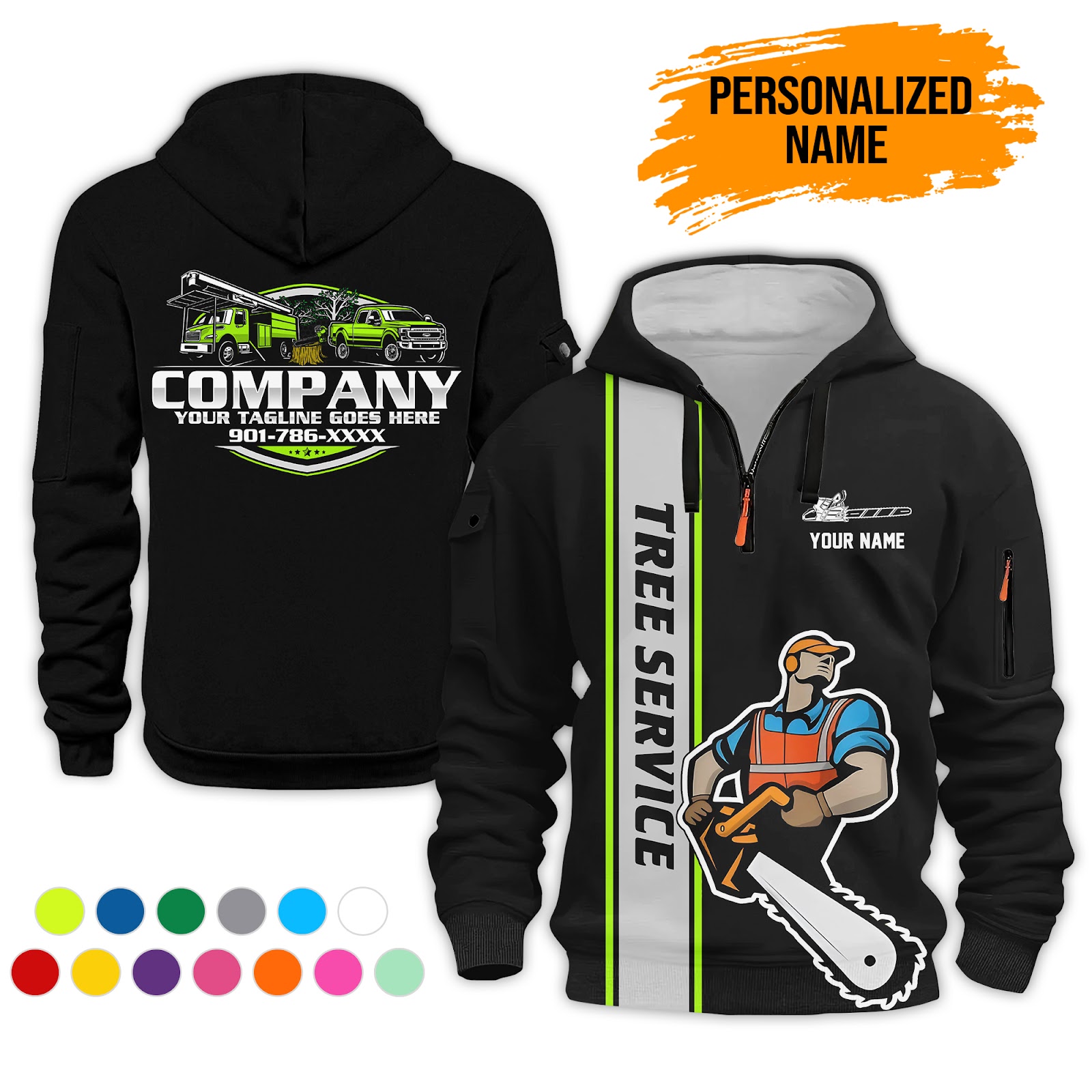 Custom Tree Service 3D Quarter Zip Hoodie