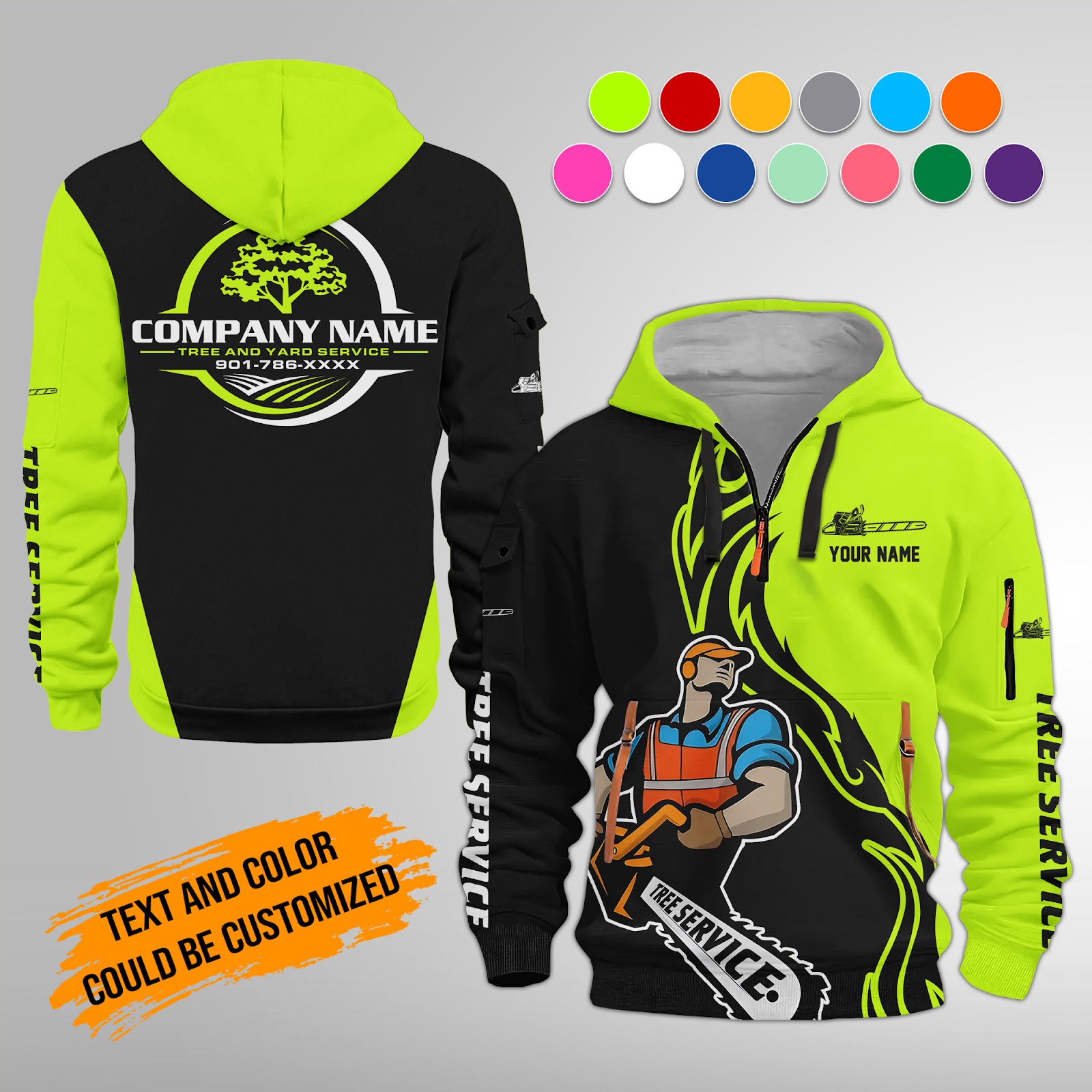 Custom Tree Service 3D Quarter Zip Hoodie
