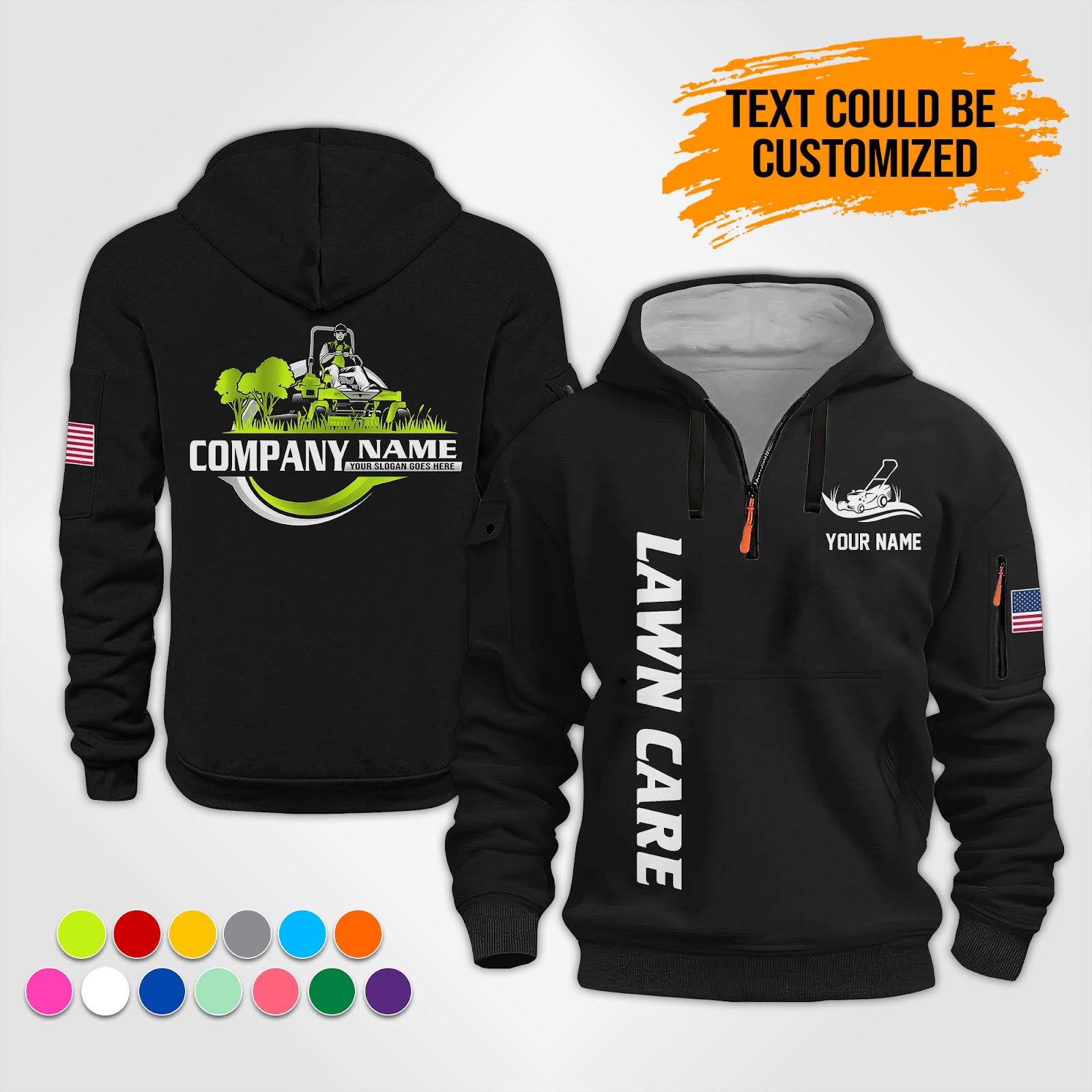 Custom Lawn Care 3D Quarter Zip Hoodie