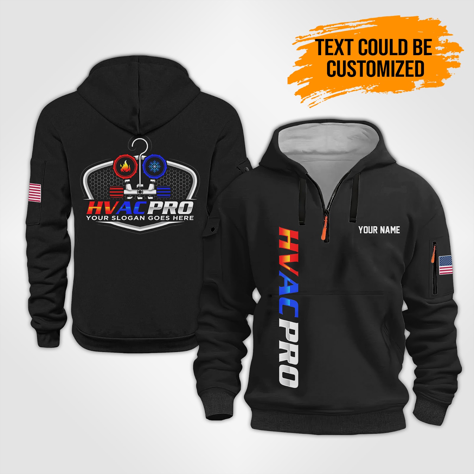 Custom Pro HVAC 3D Quarter Zip Hoodie