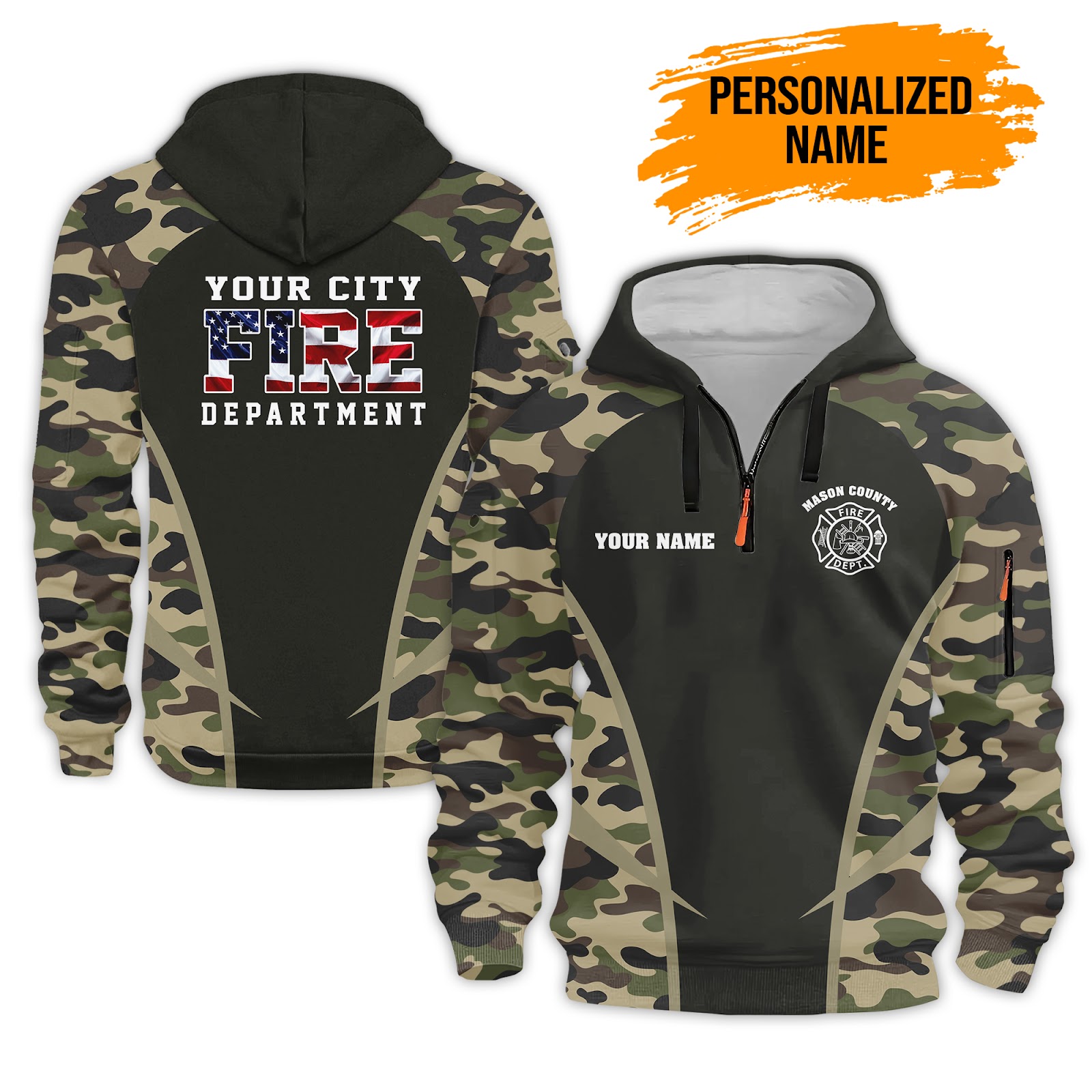 Custom Love Firefighter Quarter Zip Hoodie