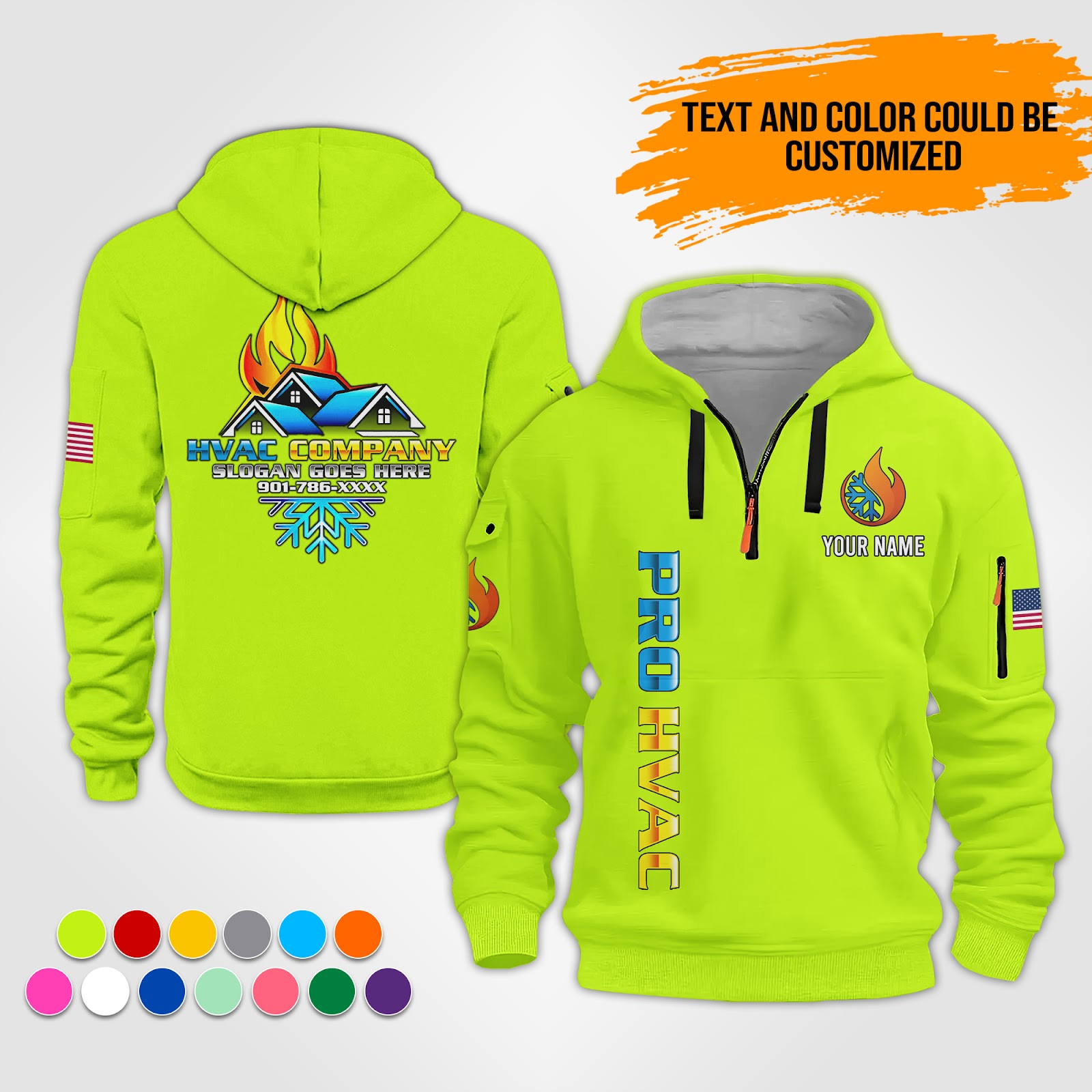 Custom Love HVAC 3D Quarter Zip Hoodie