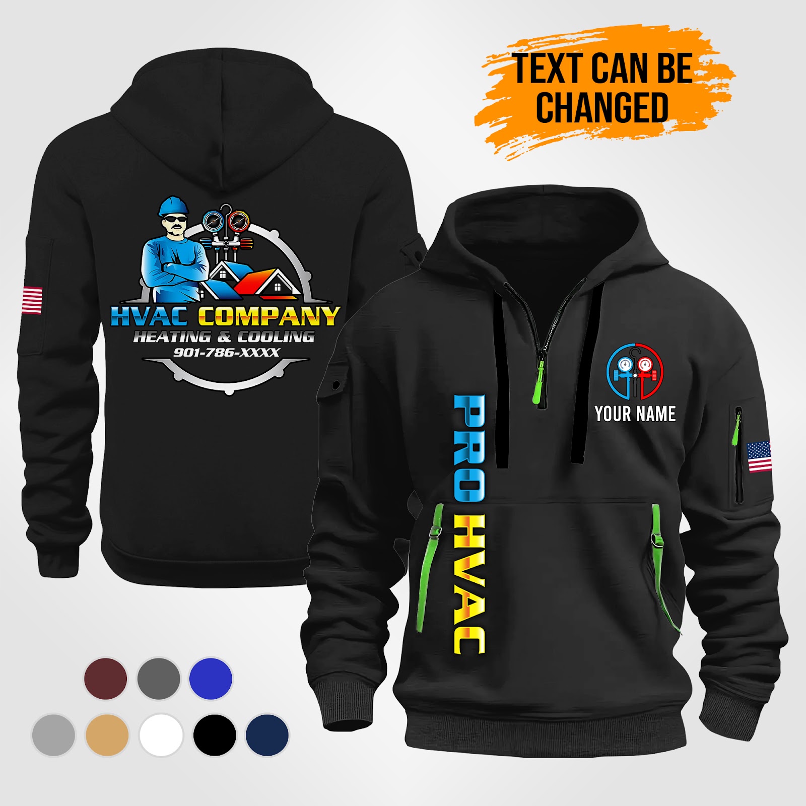 Custom Love HVAC Quarter Zip Hoodie - photo 2