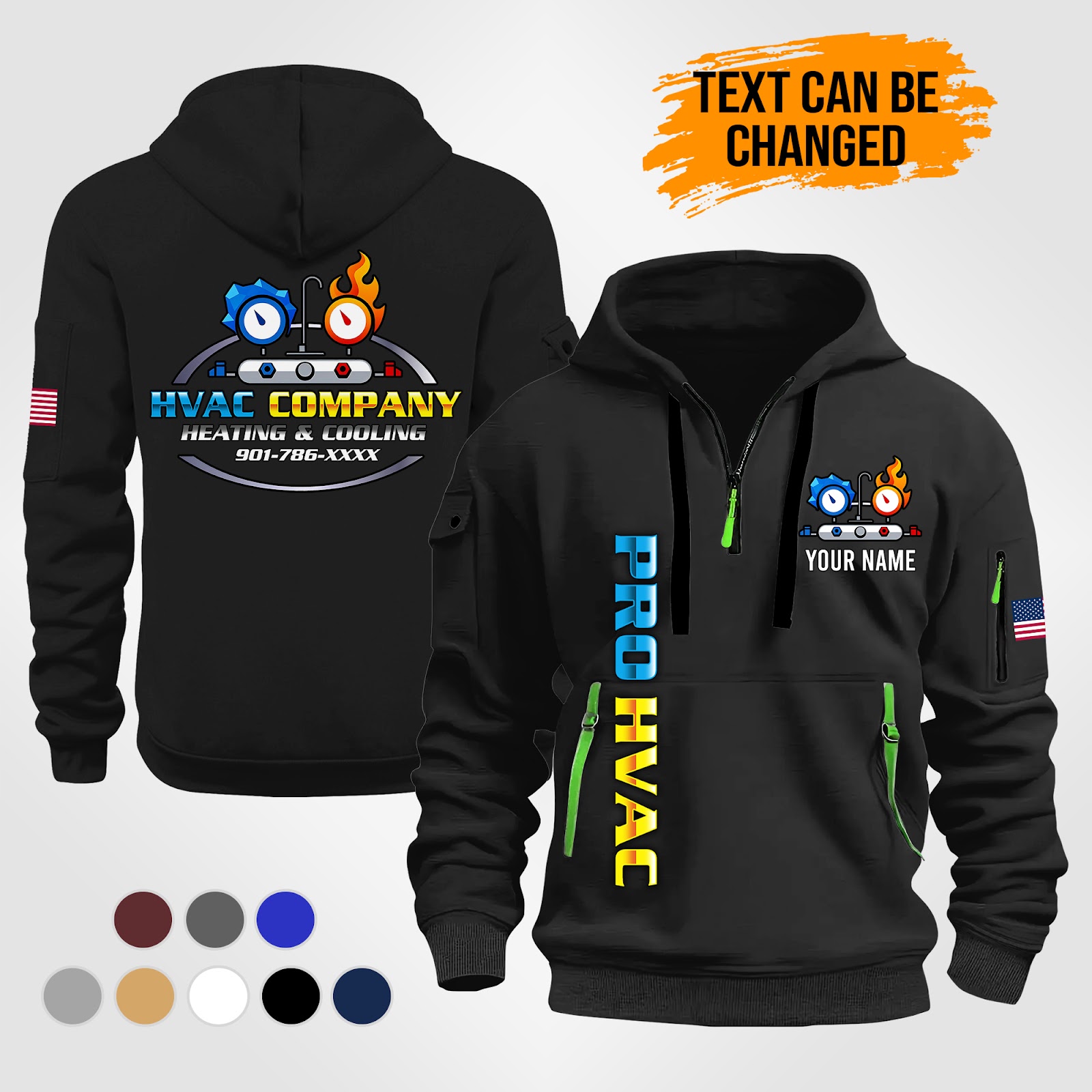 Custom Love HVAC Quarter Zip Hoodie - photo 2