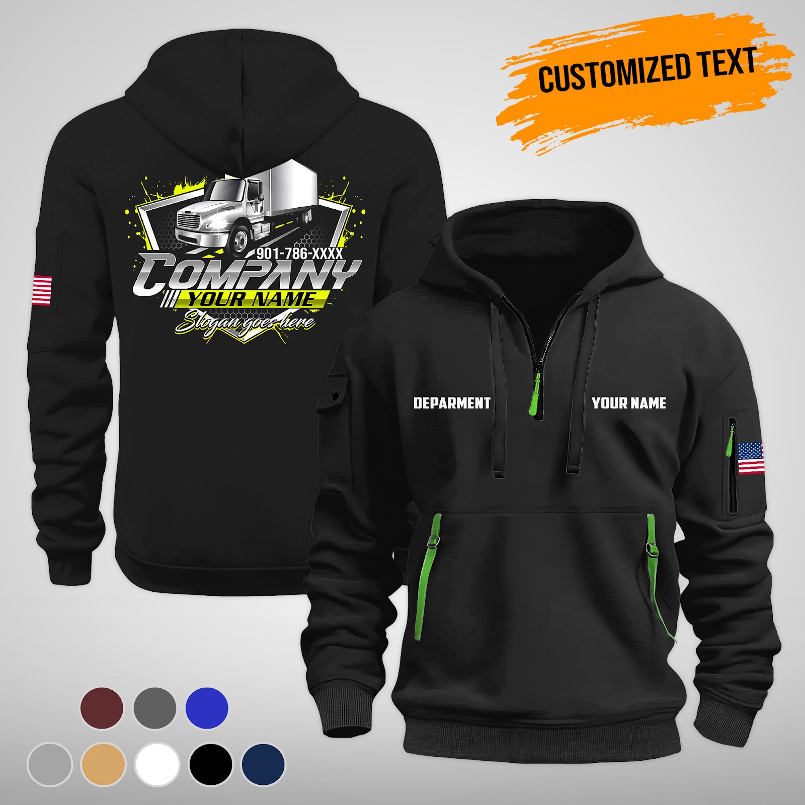 Custom Box Truck 2D Quarter Zip Hoodie - photo 2
