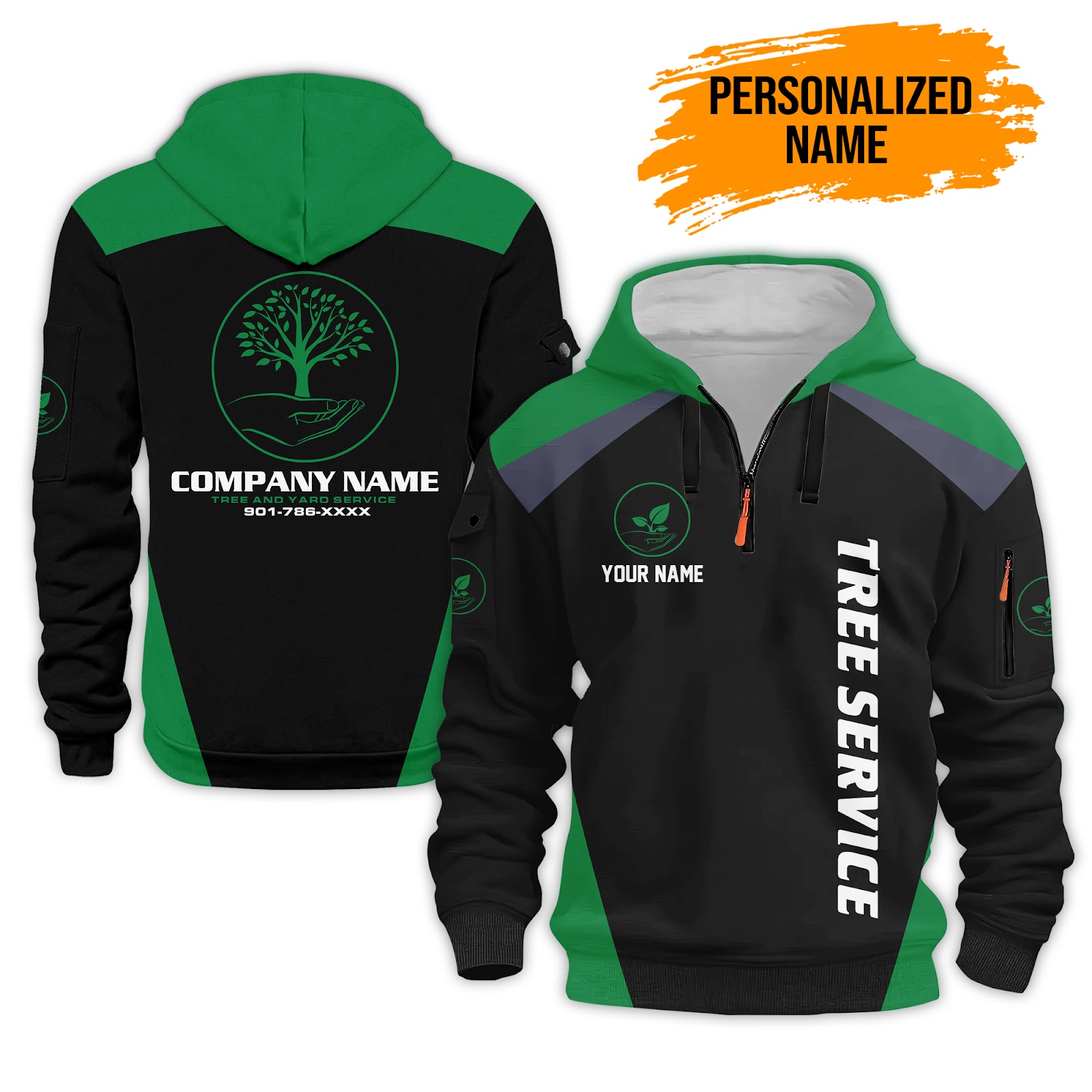 Custom Tree Service 3D Quarter Zip Hoodie - photo 12