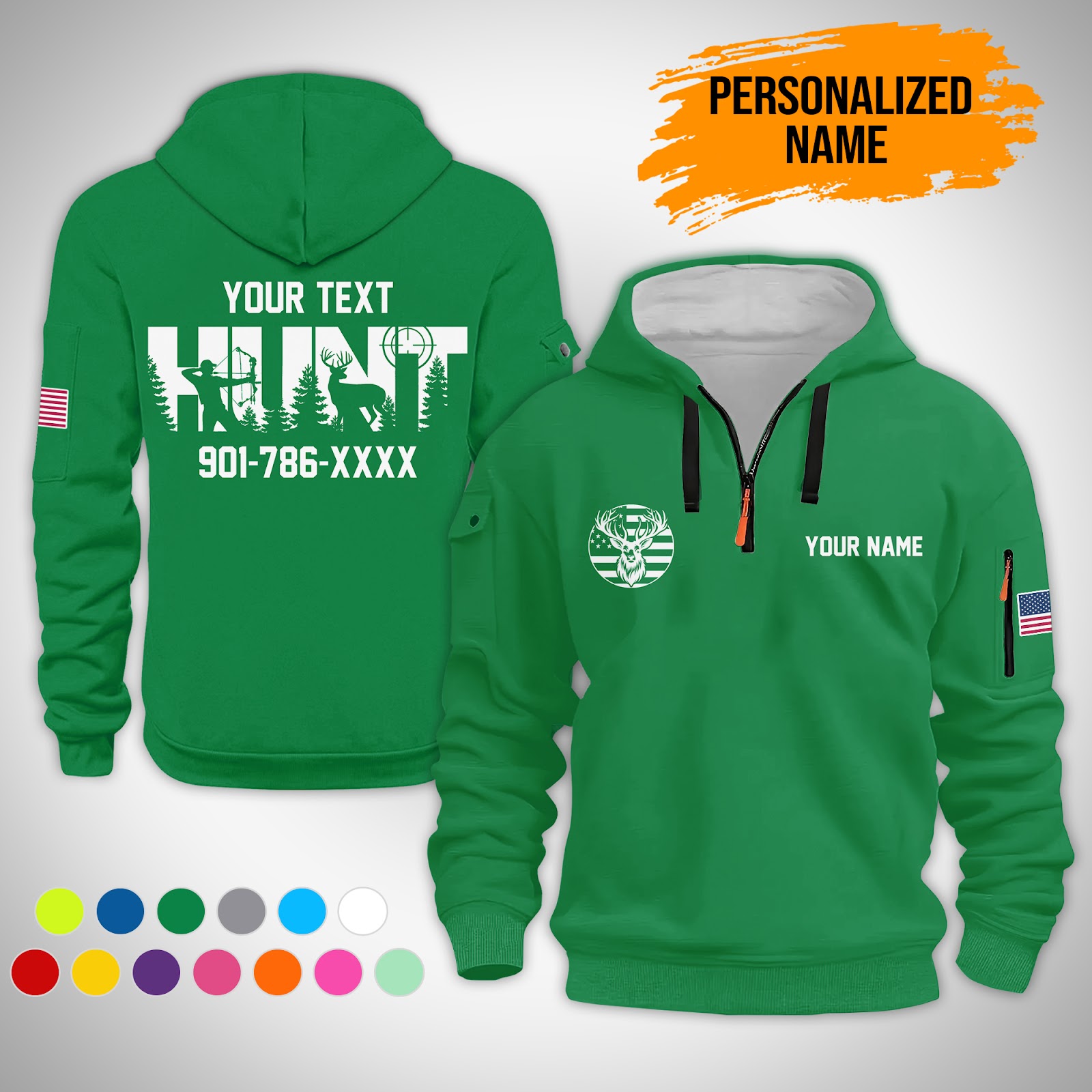 5901094-personalized-name-love-hunting-3d-quarter-zip-hoodie-ct725-12.jpg Custom Love Hunting 3D Quarter Zip Hoodie - photo 12