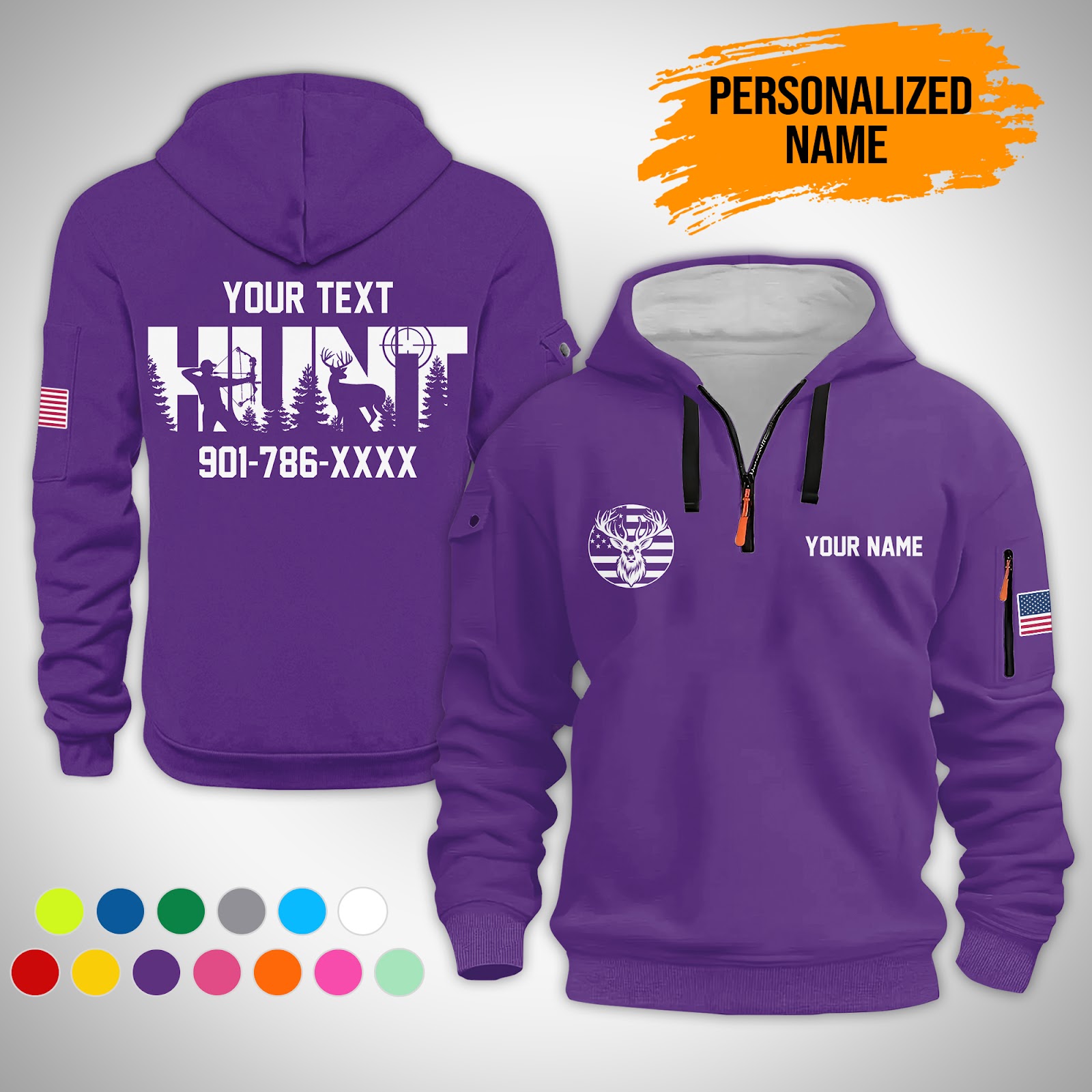 5901094-personalized-name-love-hunting-3d-quarter-zip-hoodie-ct725-13.jpg Custom Love Hunting 3D Quarter Zip Hoodie - photo 13